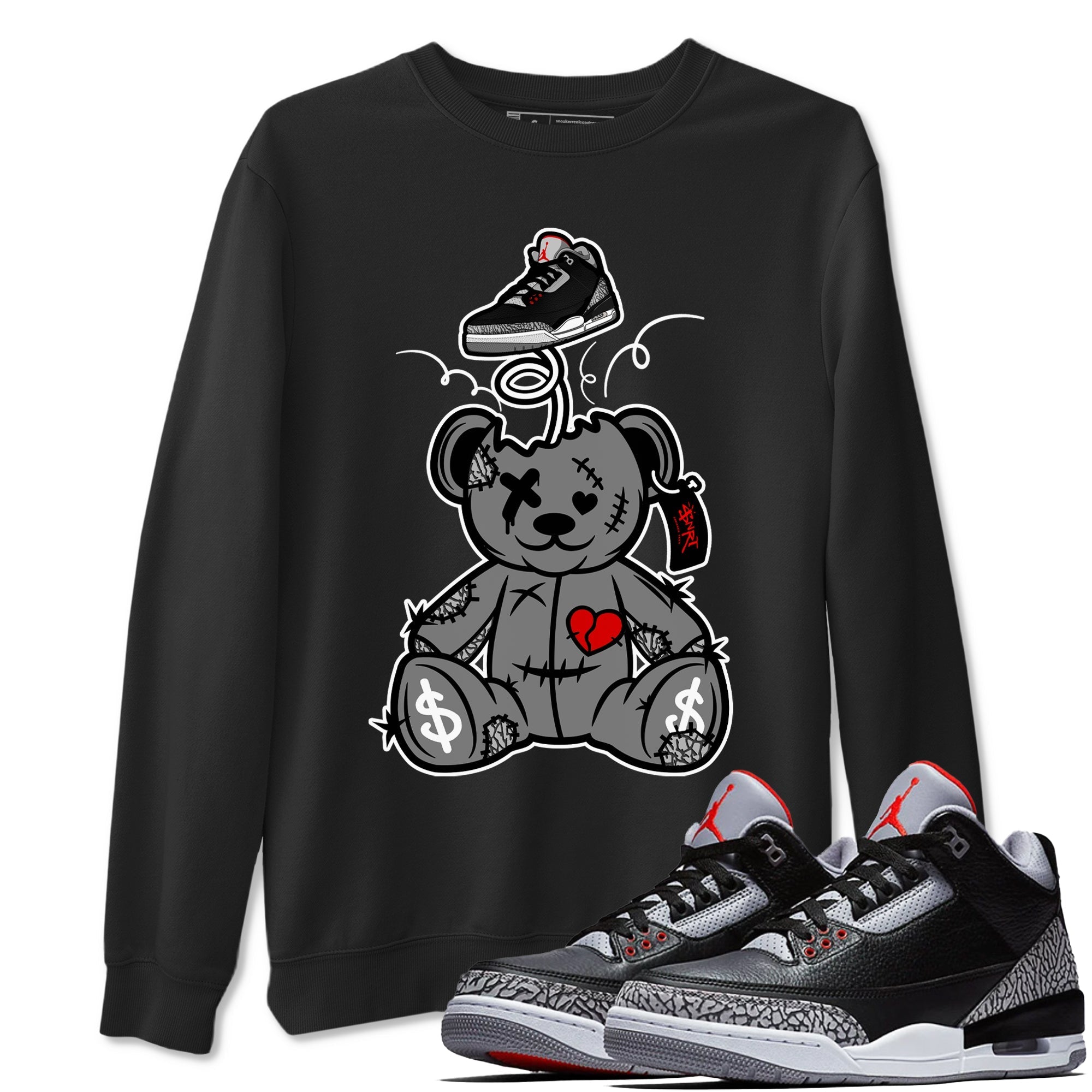 Surprise Teddy Bear snkmatch Tees - Air Jordan 3 Black Cement