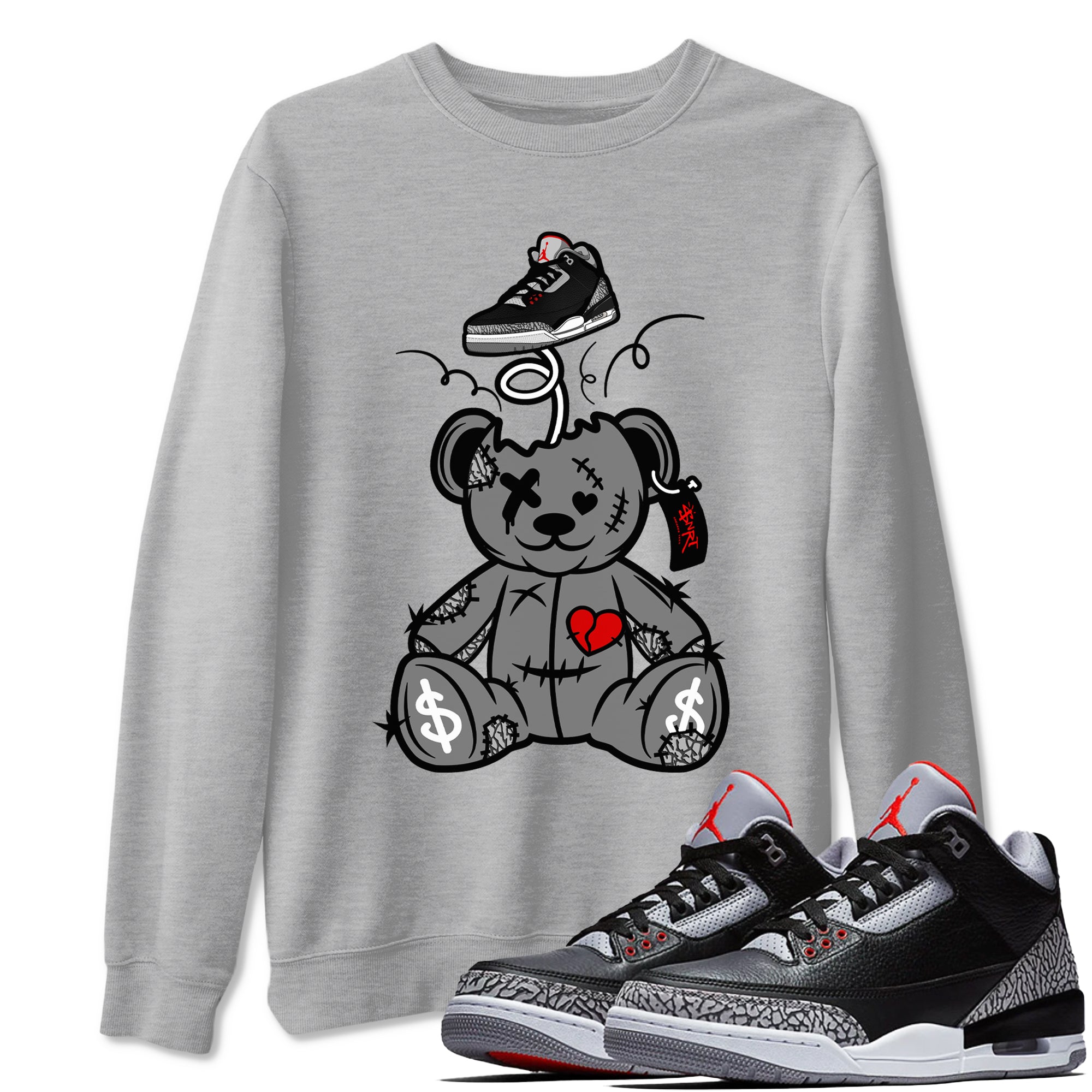 Surprise Teddy Bear snkmatch Tees - Air Jordan 3 Black Cement
