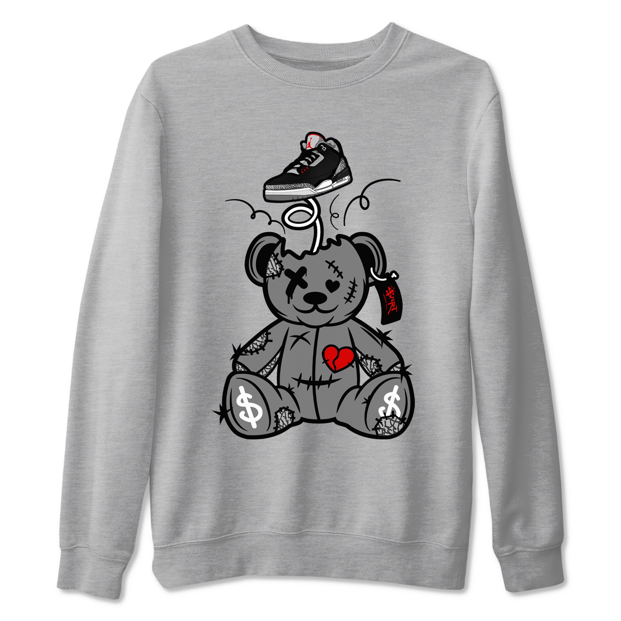Surprise Teddy Bear snkmatch Tees - Air Jordan 3 Black Cement
