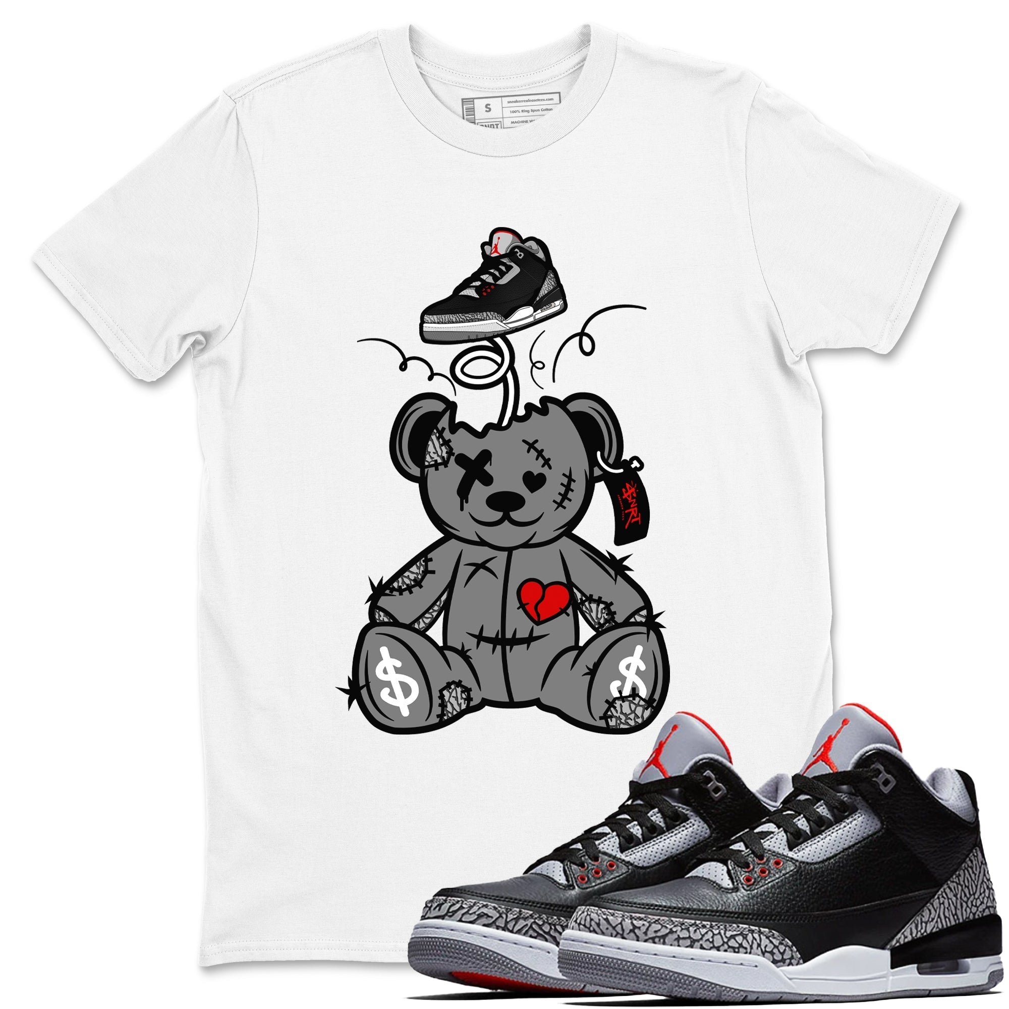 Surprise Teddy Bear snkmatch Tees - Air Jordan 3 Black Cement