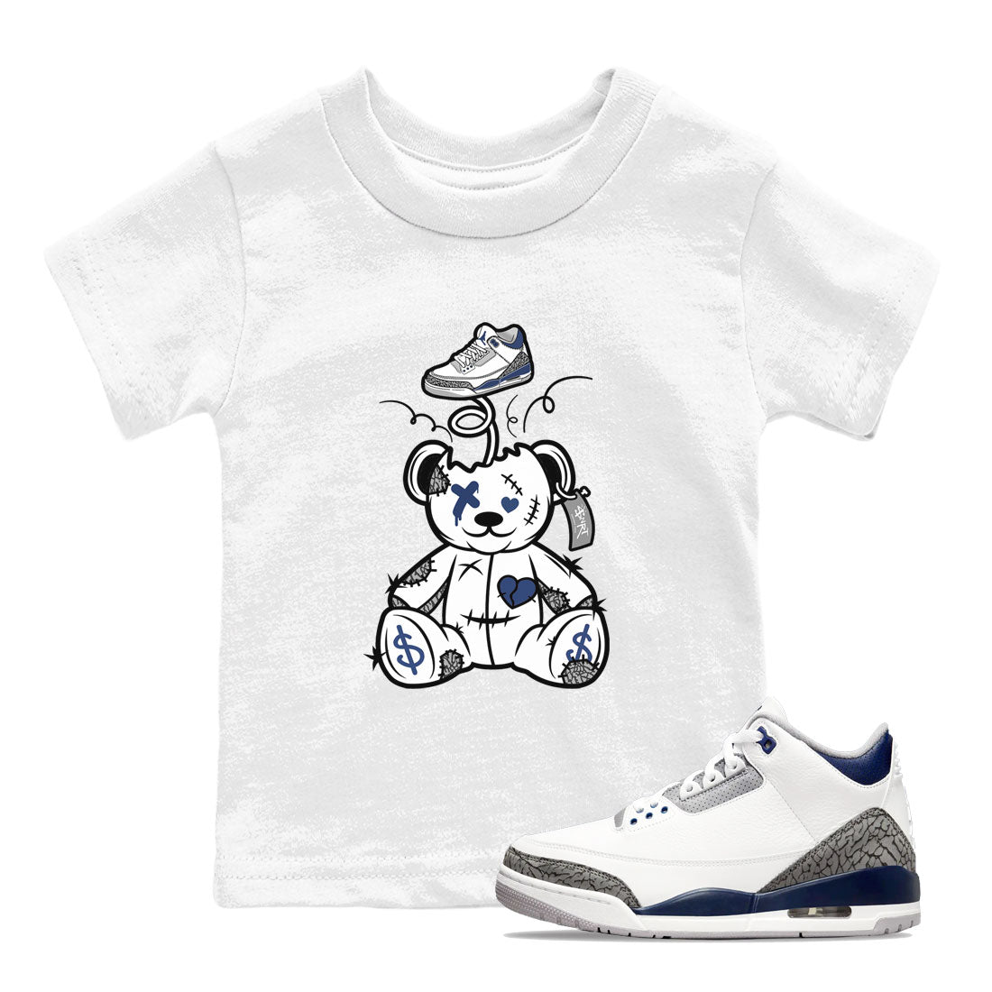 Surprise Teddy Bear snkmatch Tees Kids - Air Jordan 3 Midnight Navy 2023