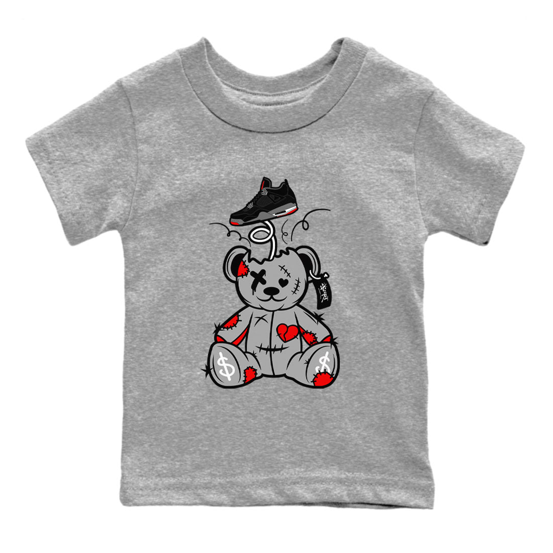 Surprise Teddy Bear snkmatch Tees Kids - Air Jordan 4 Bred Reimagined