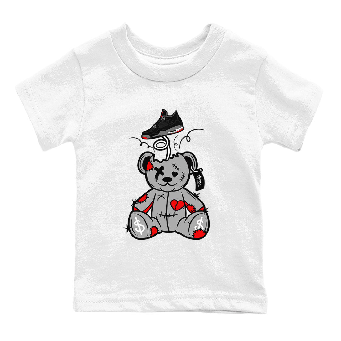 Surprise Teddy Bear snkmatch Tees Kids - Air Jordan 4 Bred Reimagined