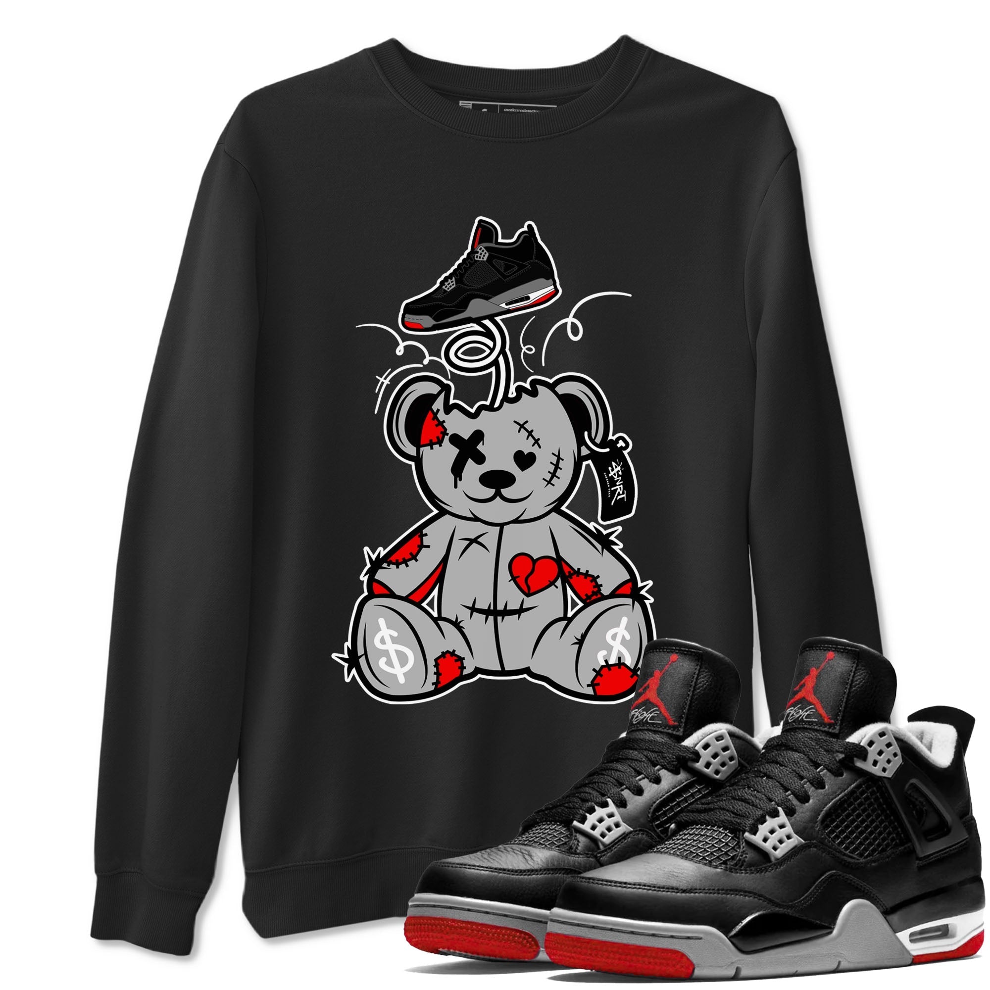 Surprise Teddy Bear snkmatch Tees - Air Jordan 4 Bred Reimagined