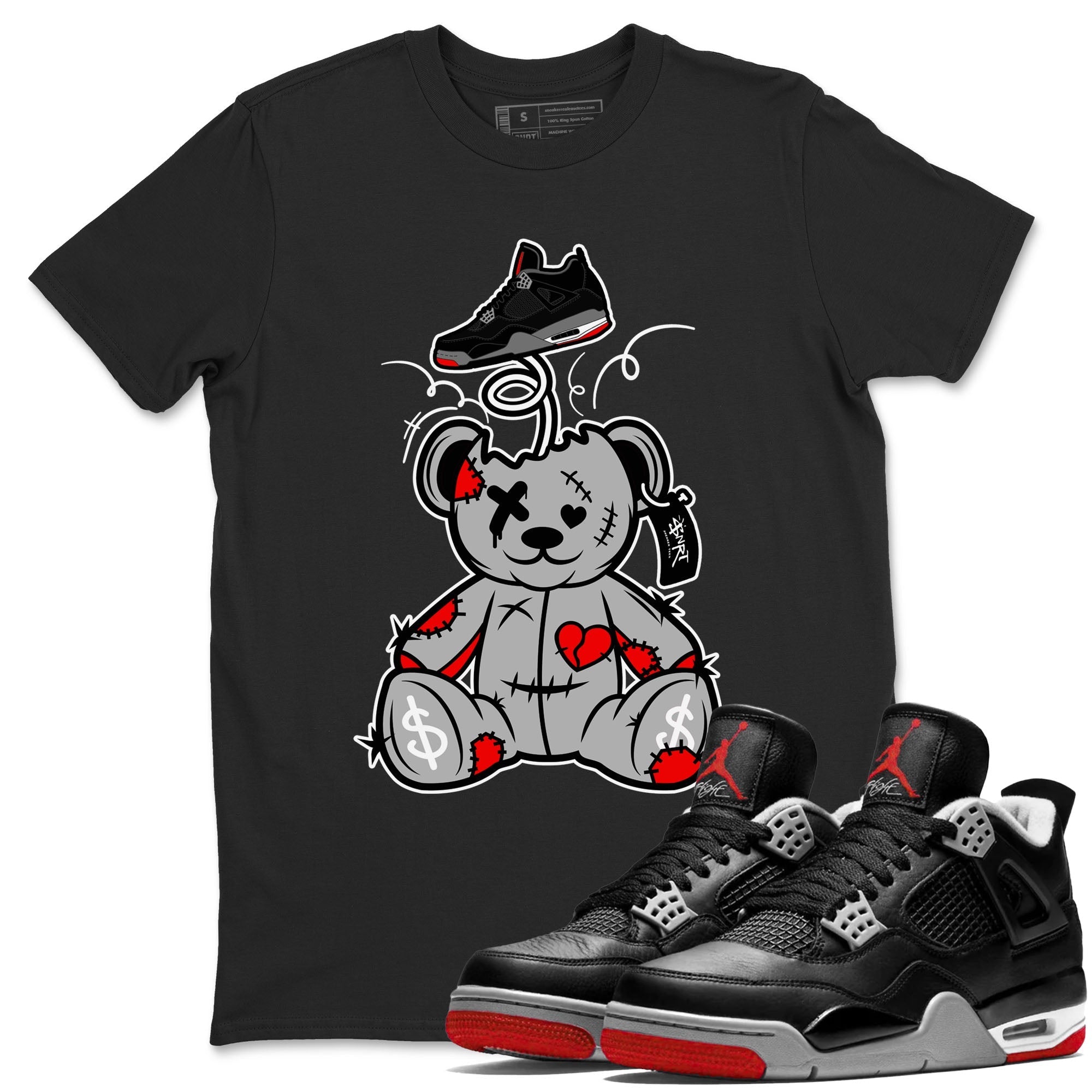 Surprise Teddy Bear snkmatch Tees - Air Jordan 4 Bred Reimagined