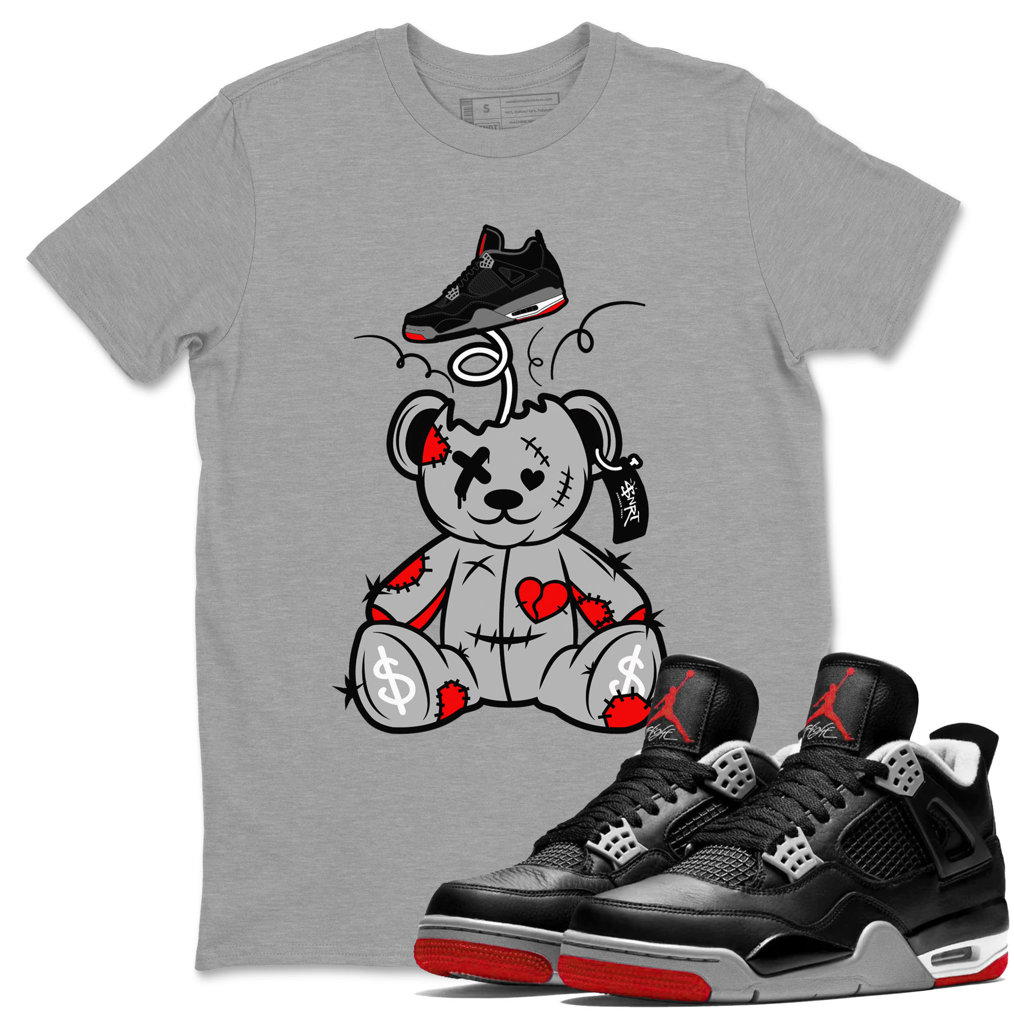 Surprise Teddy Bear snkmatch Tees - Air Jordan 4 Bred Reimagined