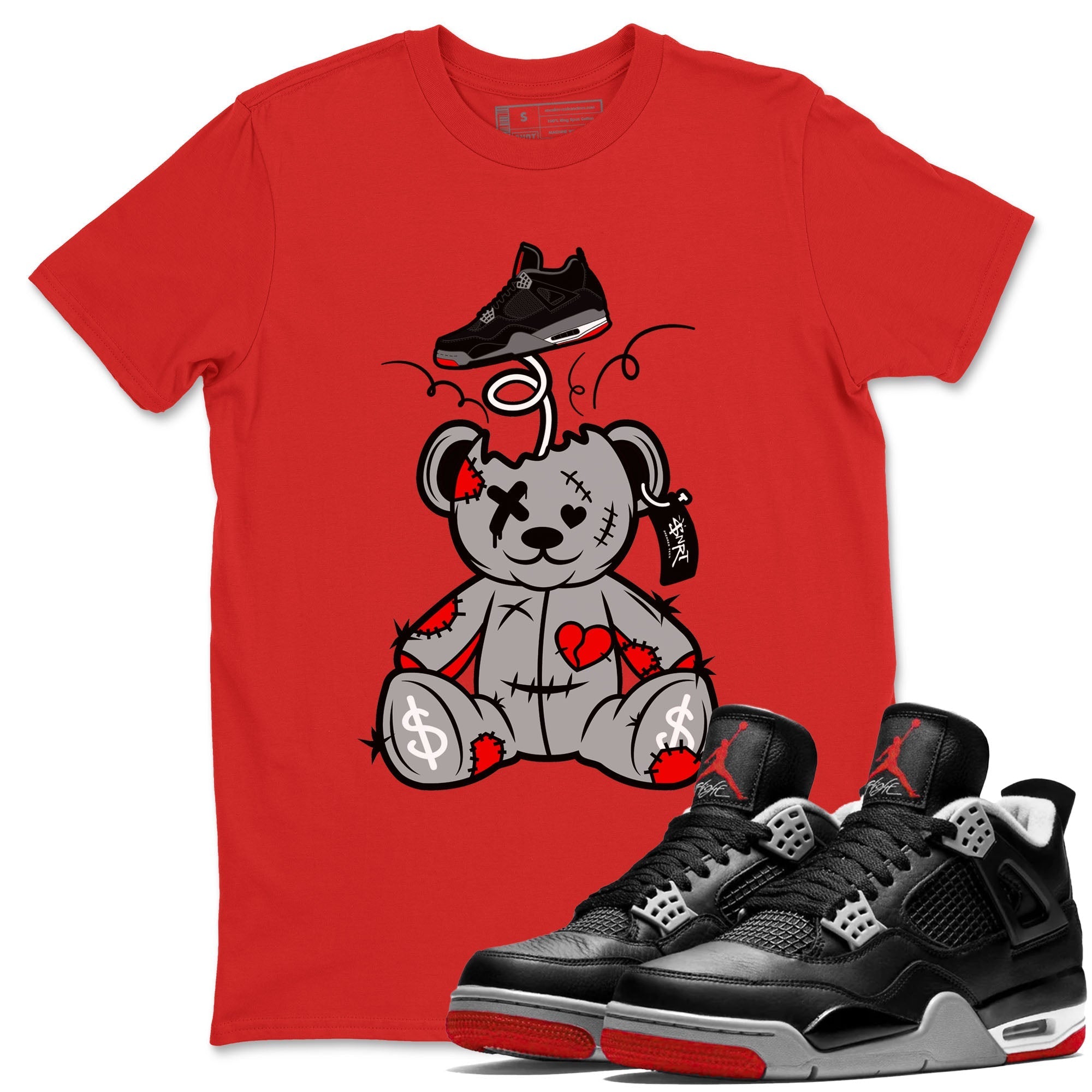 Surprise Teddy Bear snkmatch Tees - Air Jordan 4 Bred Reimagined