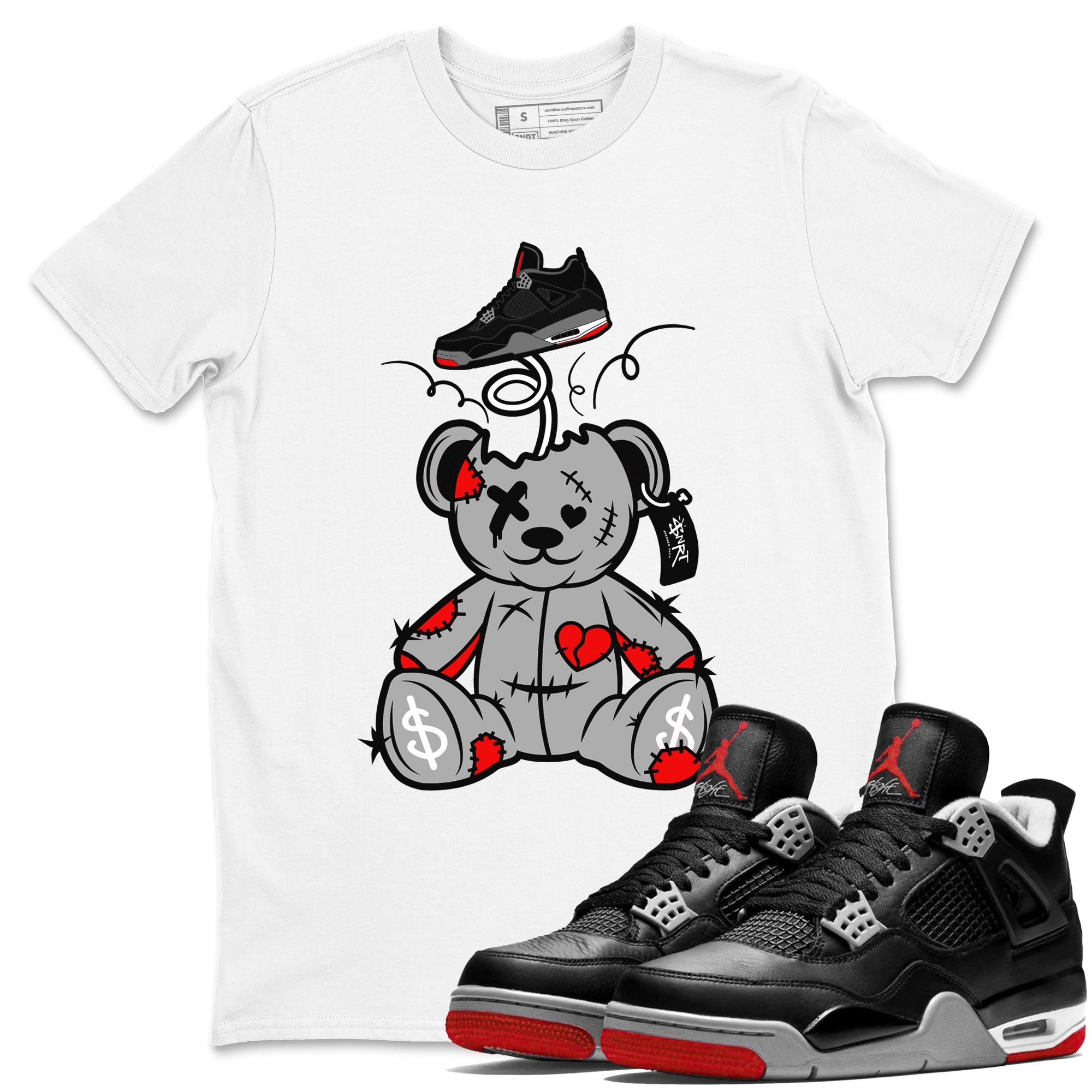 Surprise Teddy Bear snkmatch Tees - Air Jordan 4 Bred Reimagined