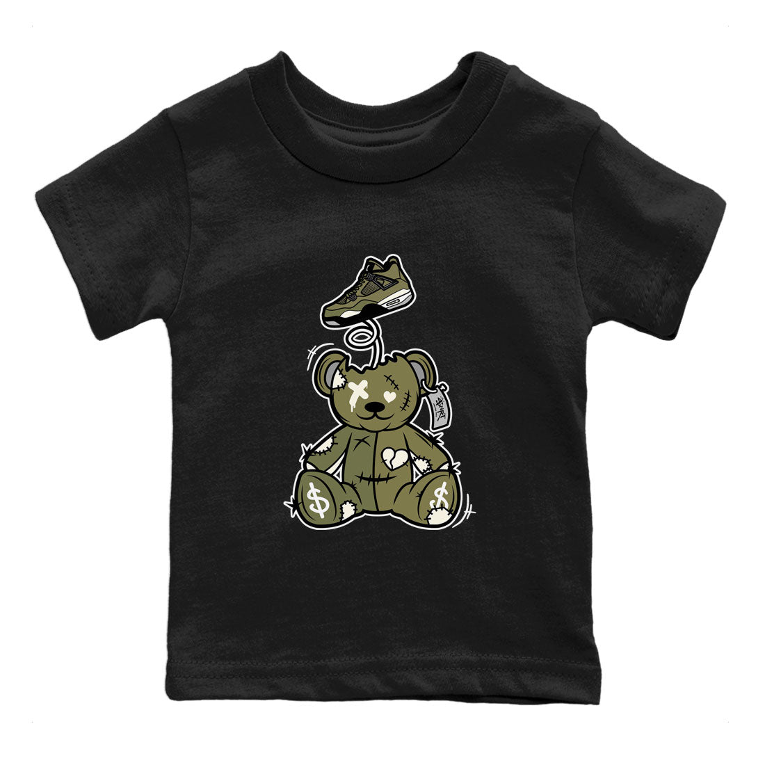 Surprise Teddy Bear snkmatch Tee Kids - Air Jordan 4 Medium Olive