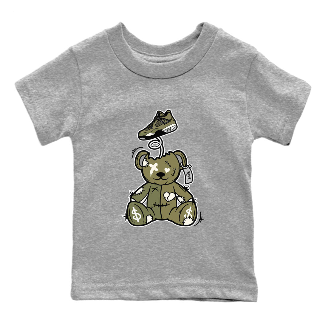 Surprise Teddy Bear snkmatch Tee Kids - Air Jordan 4 Medium Olive