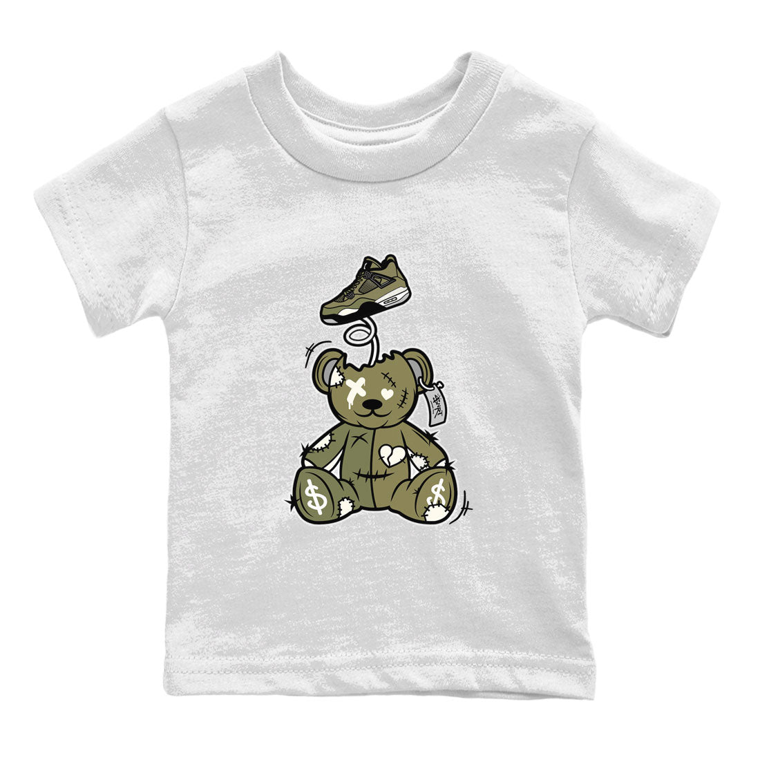 Surprise Teddy Bear snkmatch Tee Kids - Air Jordan 4 Medium Olive