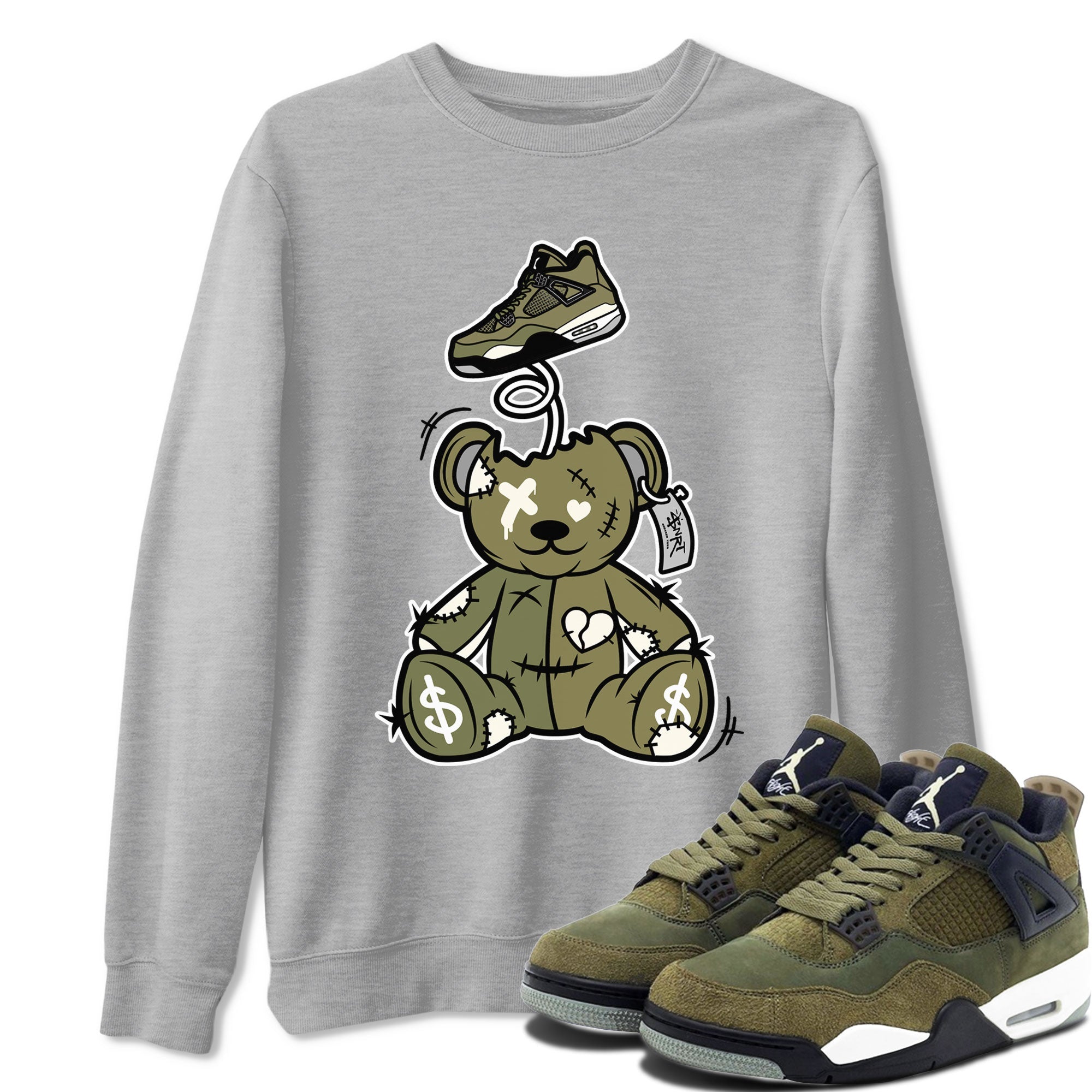 Surprise Teddy Bear snkmatch Tee - Air Jordan 4 Medium Olive