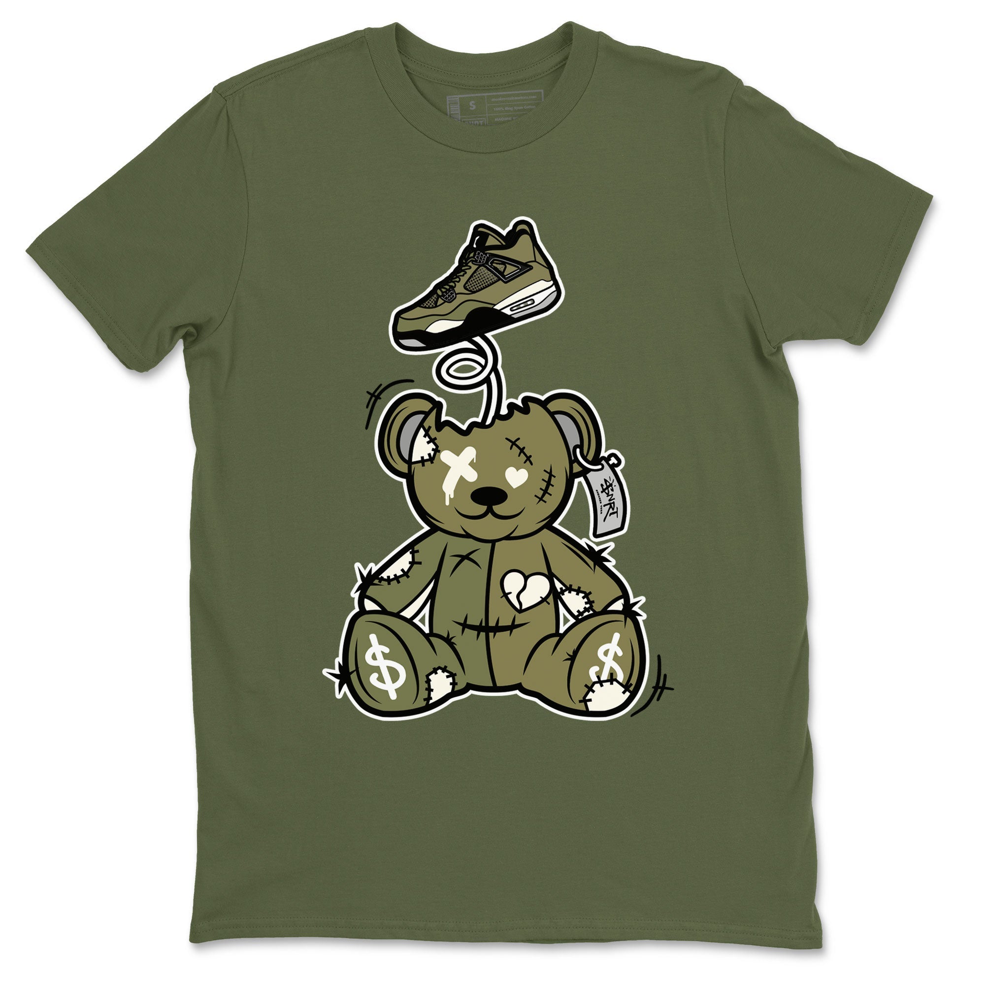 Surprise Teddy Bear snkmatch Tee - Air Jordan 4 Medium Olive