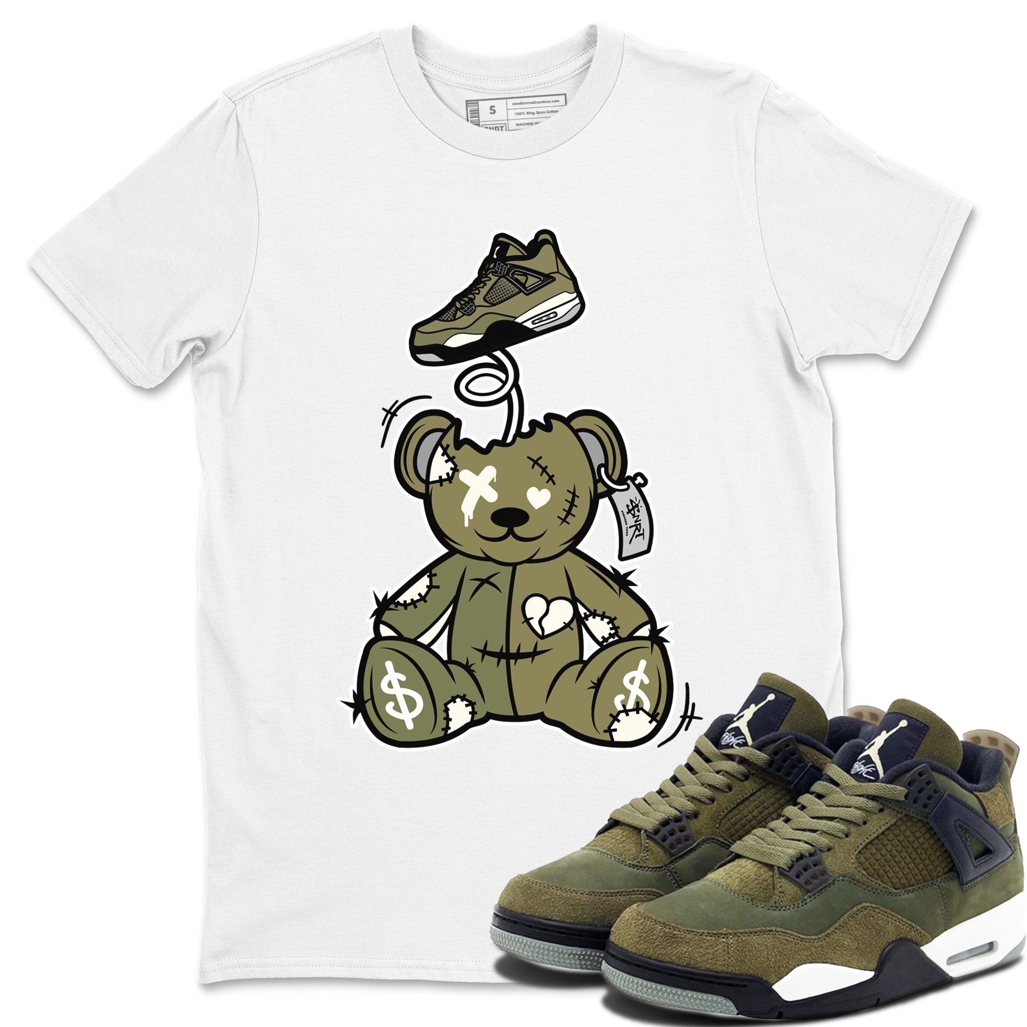 Surprise Teddy Bear snkmatch Tee - Air Jordan 4 Medium Olive