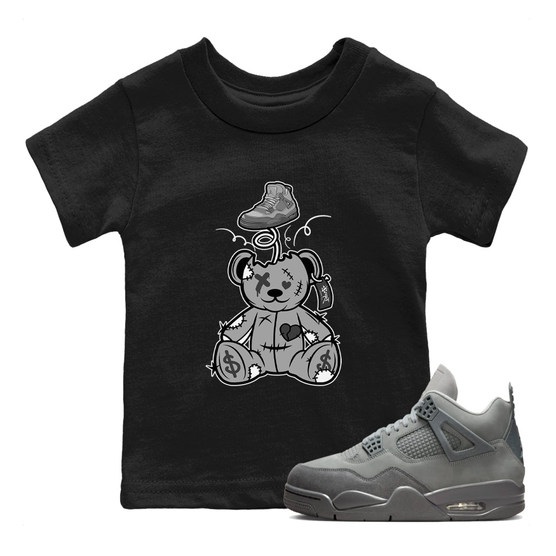 Surprise Teddy Bear snkmatch Tees Kids - Air Jordan 4 Wet Cement