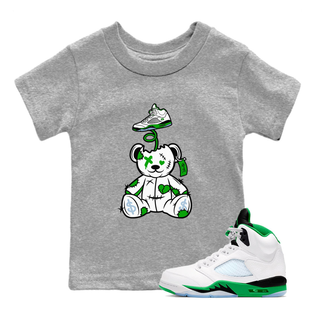 Surprise Teddy Bear snkmatch Tee Kids - Air Jordan 5 Lucky Green