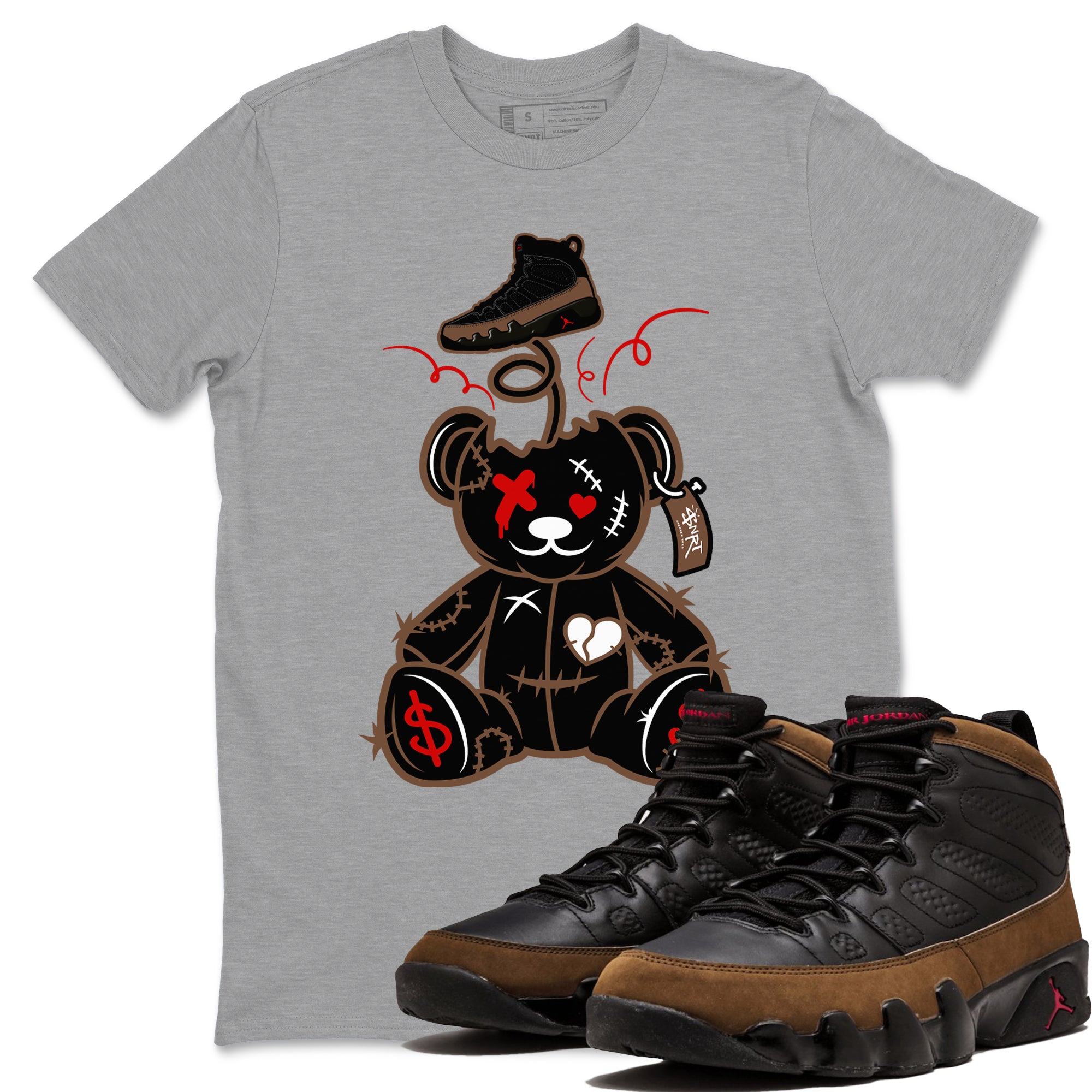 Surprise Teddy Bear snkmatch Tees - Air Jordan 9 Olive