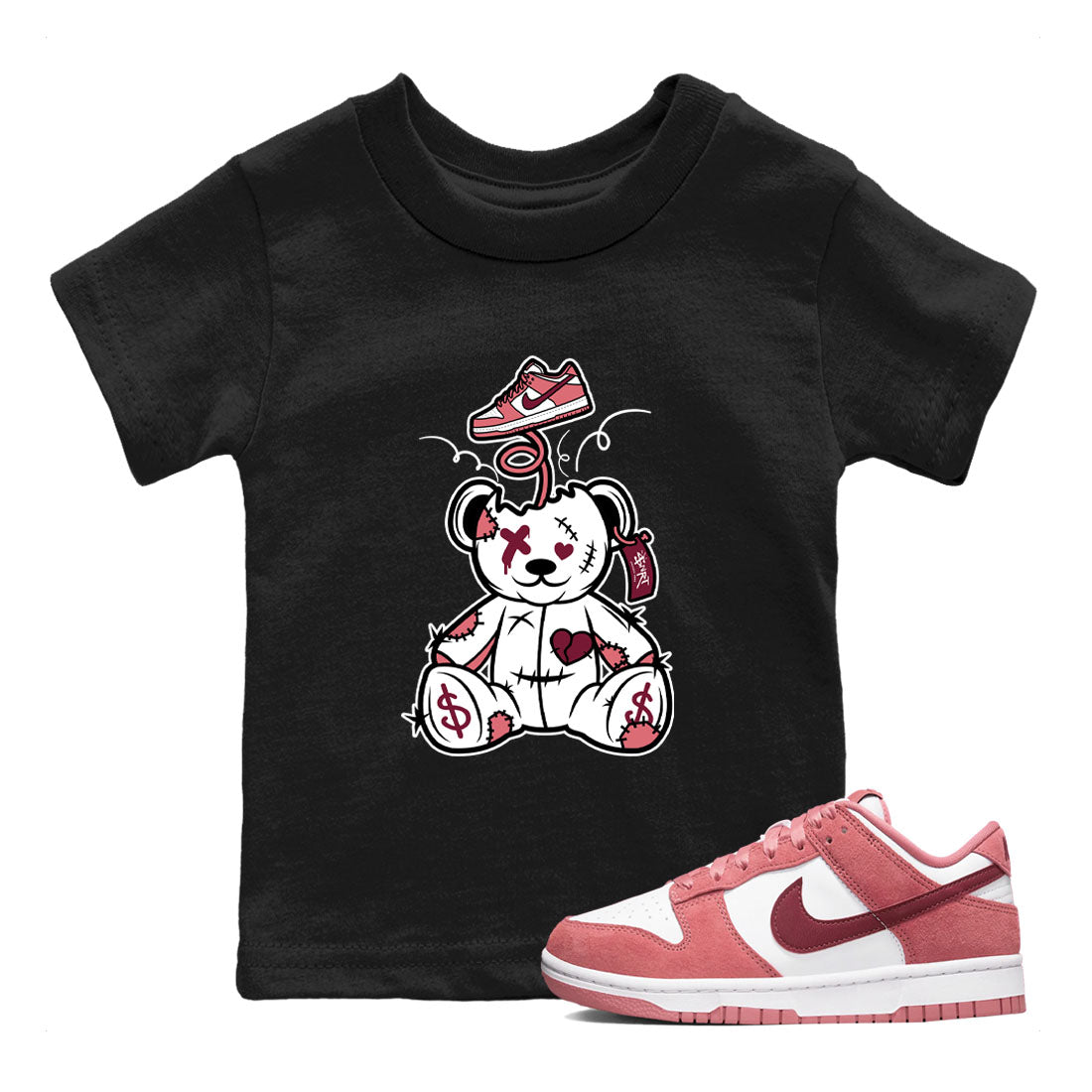 Surprise Teddy Bear snkmatch Tees Kids - Dunk Valentines Day 2024