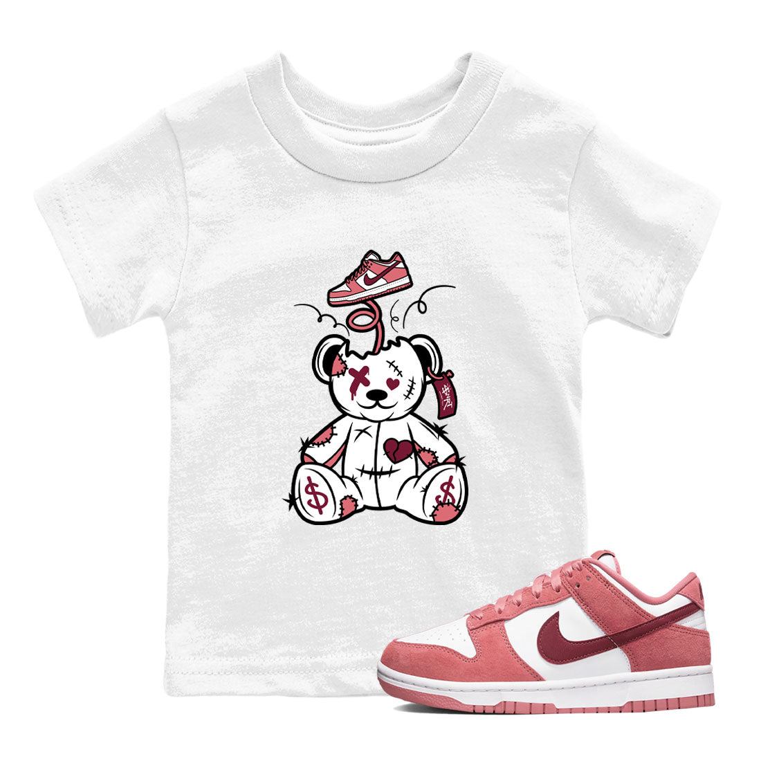 Surprise Teddy Bear snkmatch Tees Kids - Dunk Valentines Day 2024