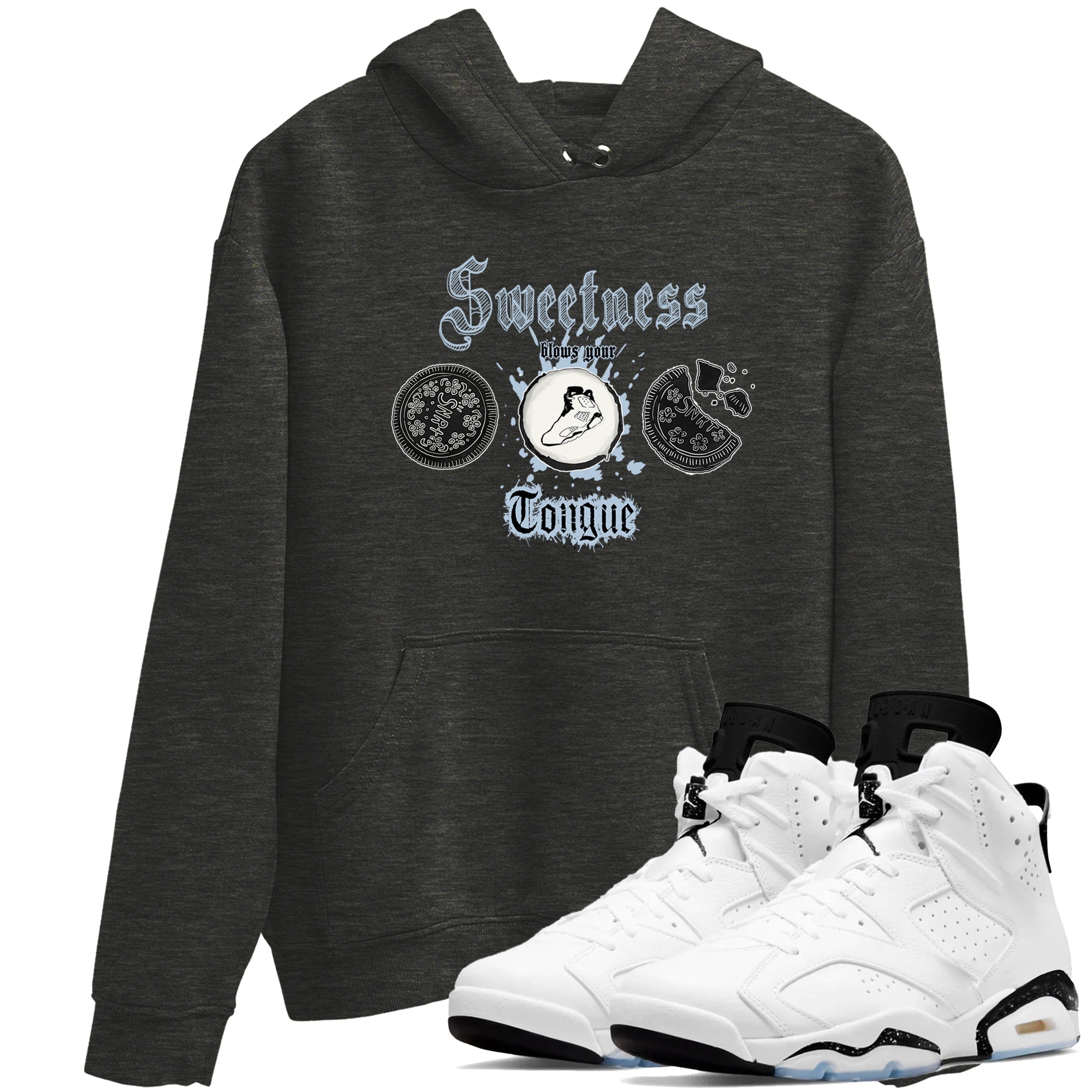 Sweetness Blows Your Tongue snkmatch Tees - Air Jordan 6 White Black