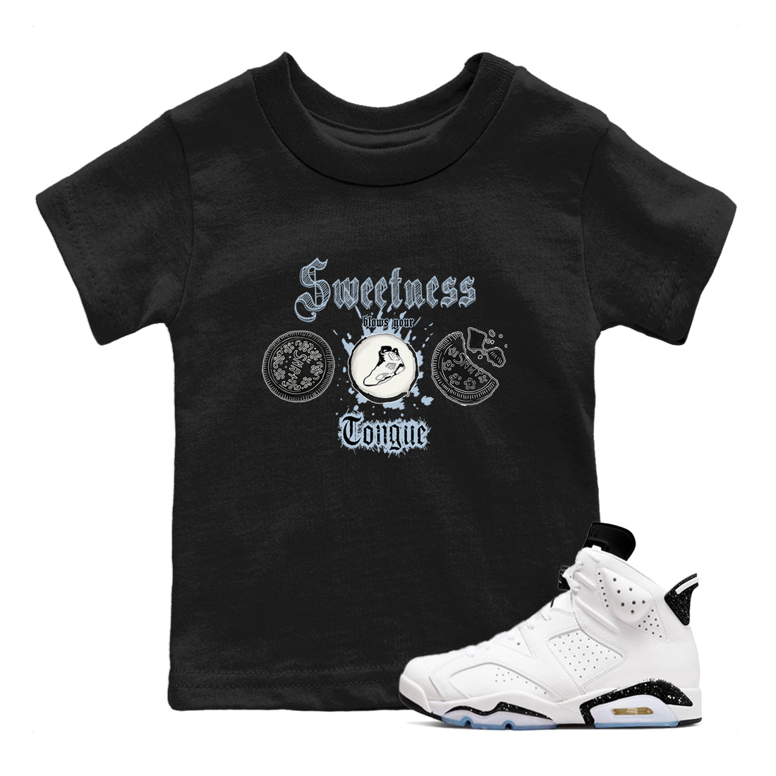 Sweetness Blows Your Tongue snkmatch Tees Kids - Air Jordan 6 White Black