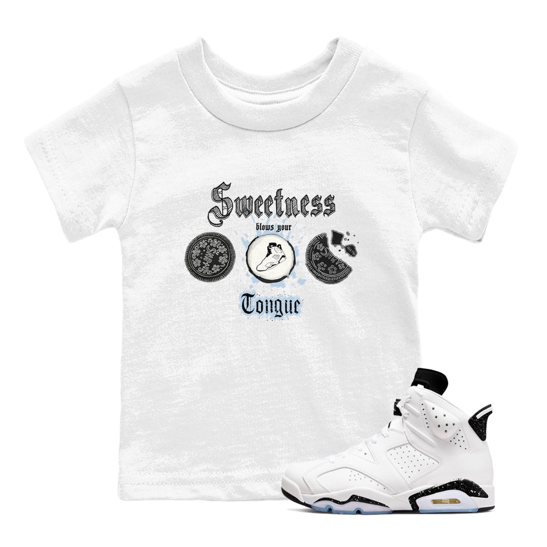 Sweetness Blows Your Tongue snkmatch Tees Kids - Air Jordan 6 White Black