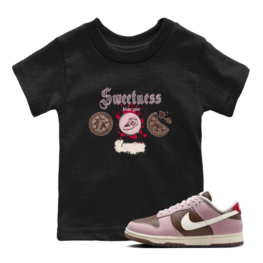 Sweetness Blows Your Tongue snkmatch Tees Kids - Dunk Cacao Wow And Pink Foam