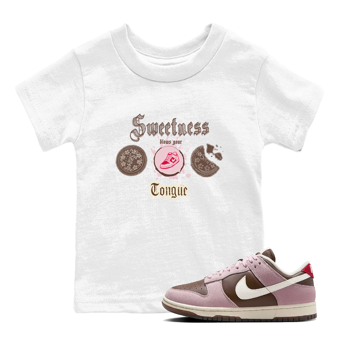 Sweetness Blows Your Tongue snkmatch Tees Kids - Dunk Cacao Wow And Pink Foam