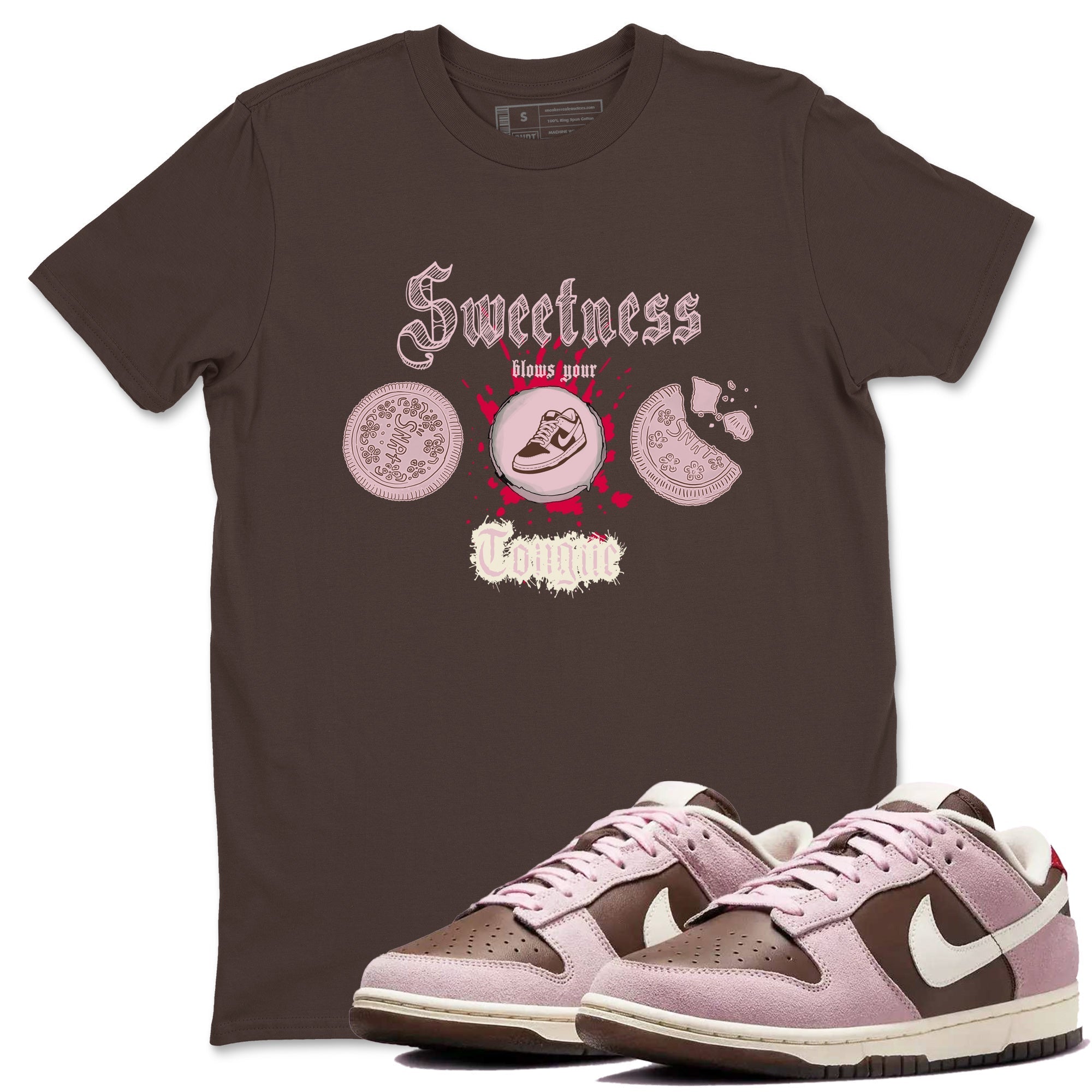 Sweetness Blows Your Tongue snkmatch Tees - Dunk Cacao Wow And Pink Foam