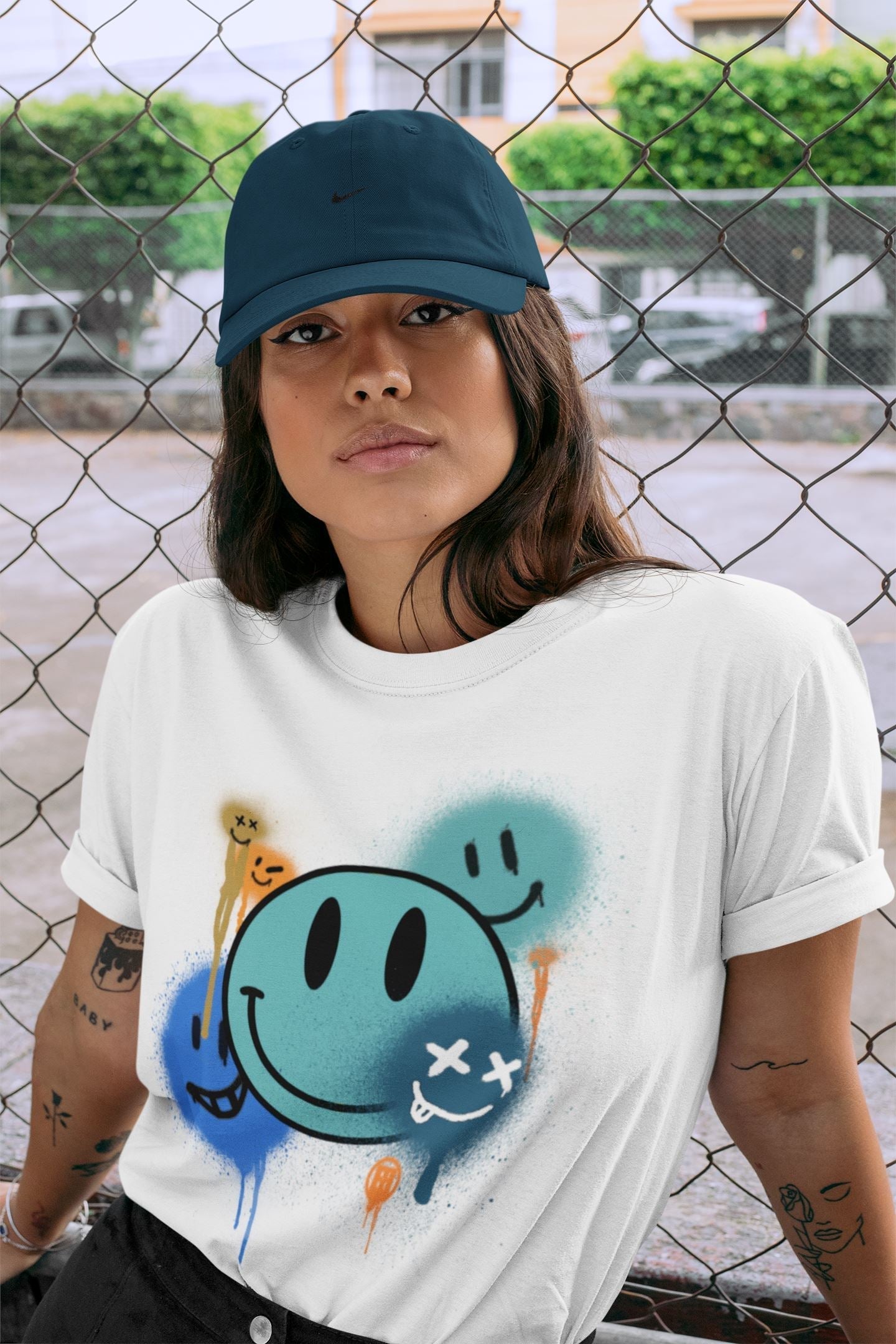 Smile Painting Unisex Tops - Yeezy 700 Faded Azure