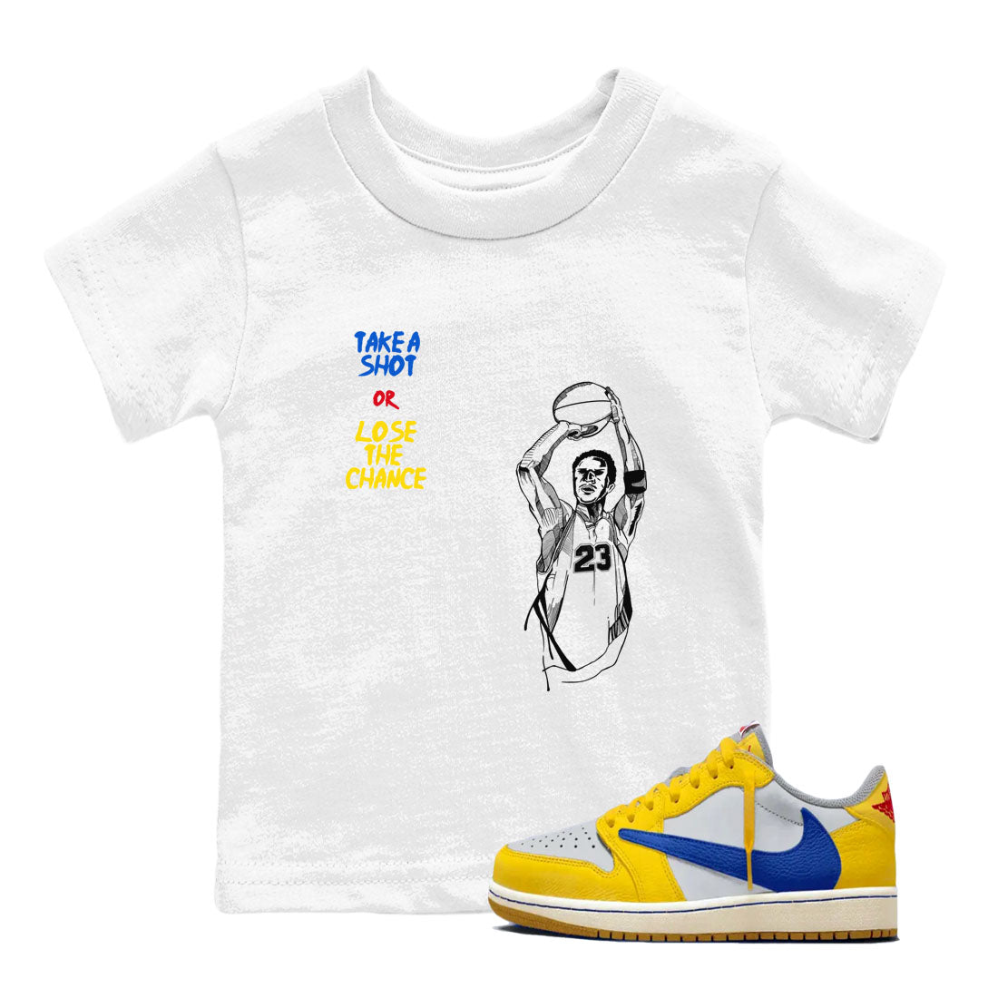 Take A Shot snkmatch Tees Kids - Air Jordan 1 Travis Scott Canary