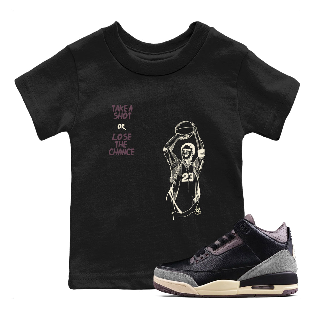Take A Shot snkmatch Tees Kids - Air Jordan 3 A Ma Maniere x Black