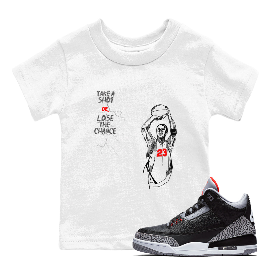 Take A Shot snkmatch Tees Kids - Air Jordan 3 Black Cement