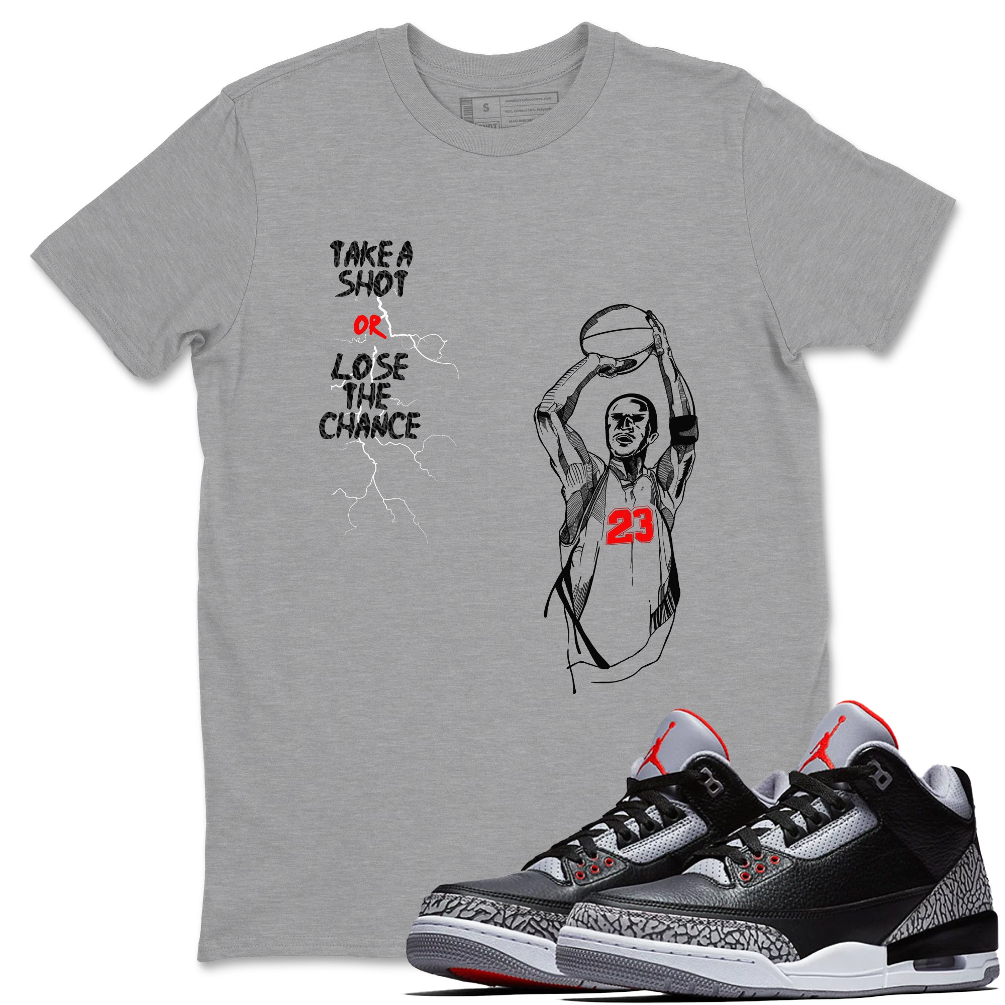 Take A Shot snkmatch Tees - Air Jordan 3 Black Cement