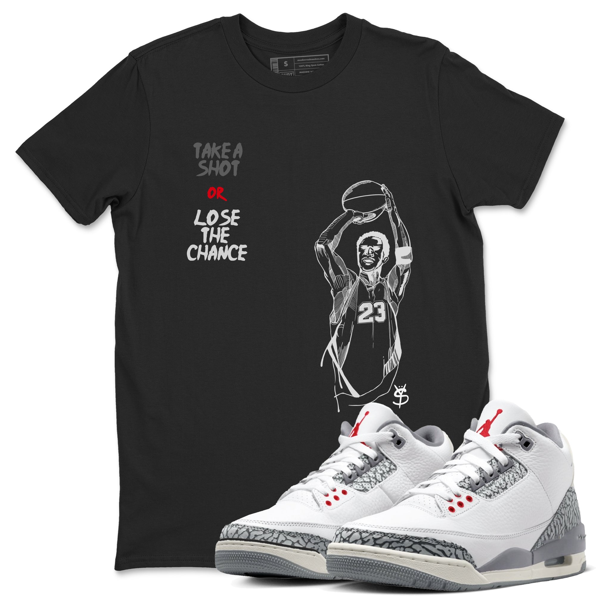 Take A Shot snkmatch Tees - Air Jordan 3 Cement Grey