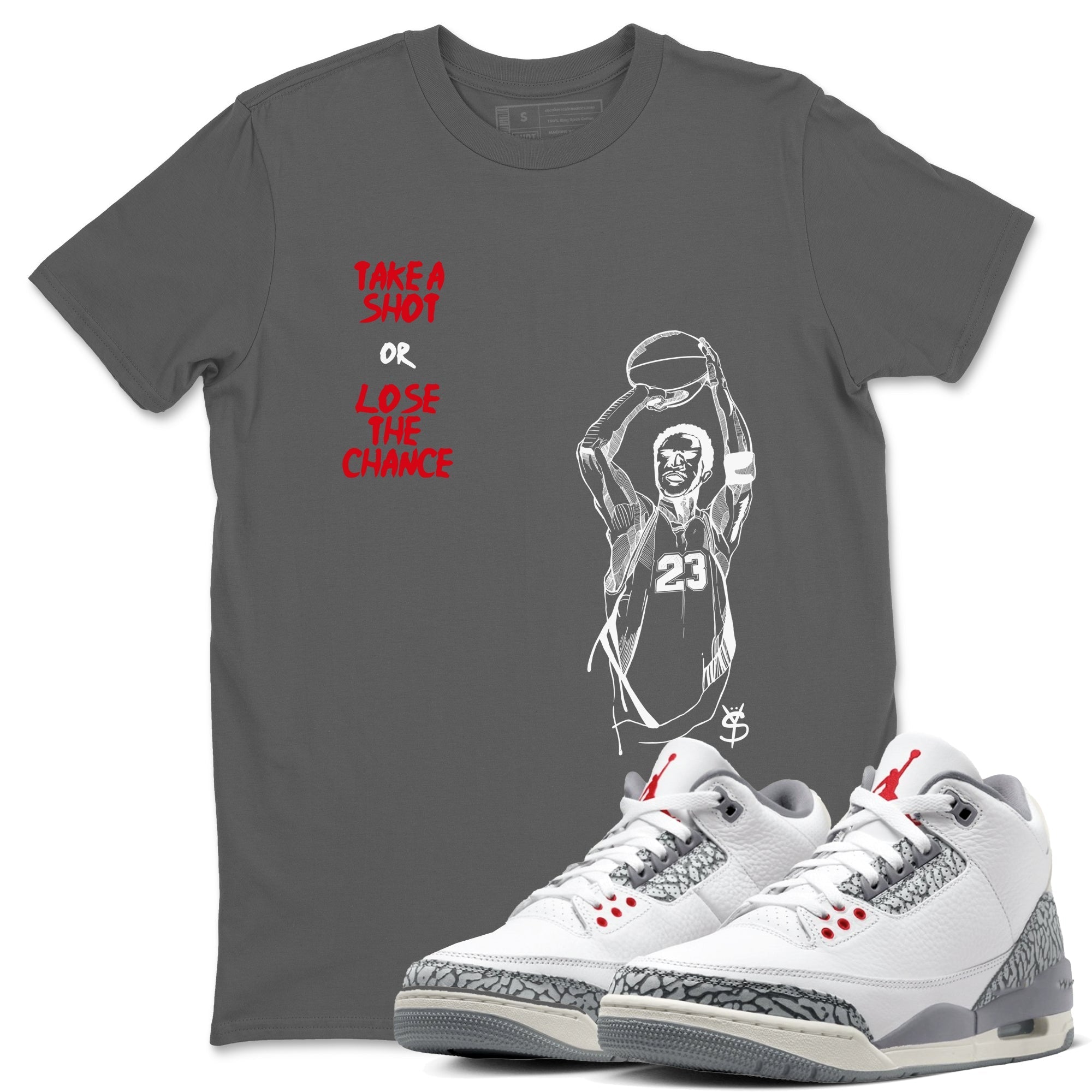 Take A Shot snkmatch Tees - Air Jordan 3 Cement Grey