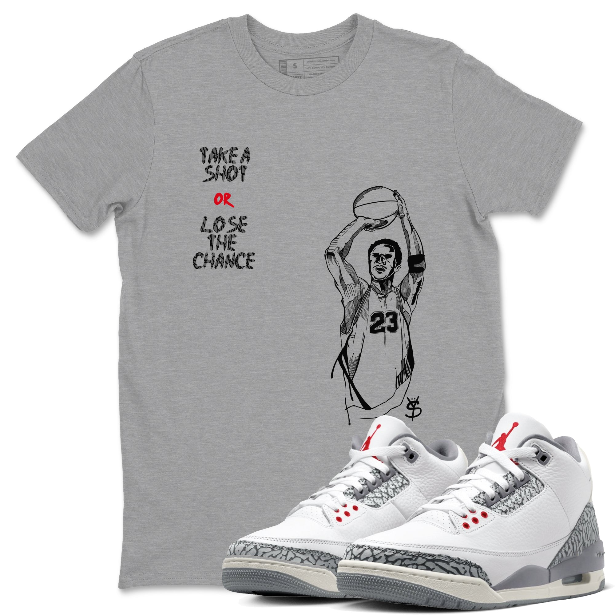 Take A Shot snkmatch Tees - Air Jordan 3 Cement Grey