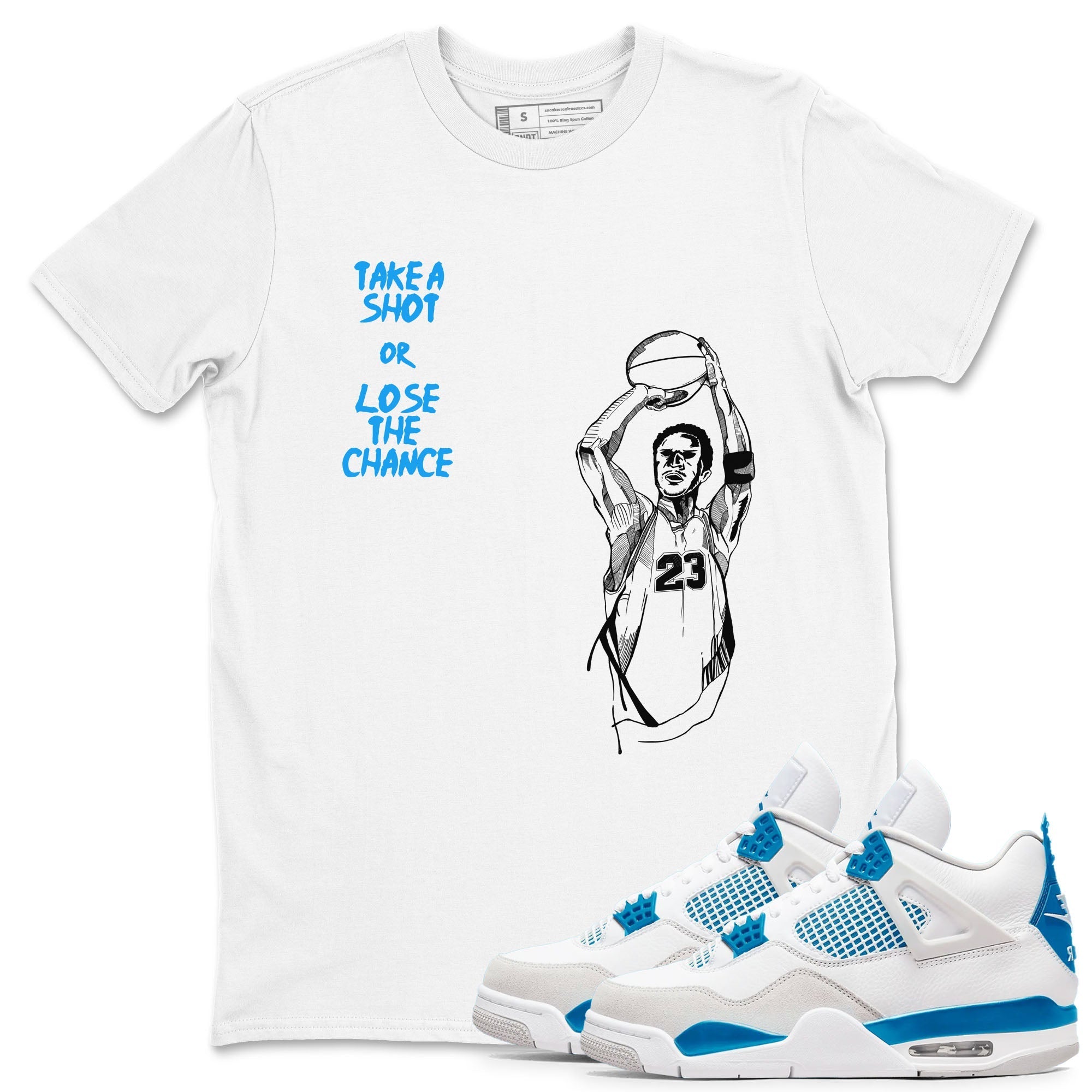 Take A Shot snkmatch Tees - Air Jordan 4 Military Blue
