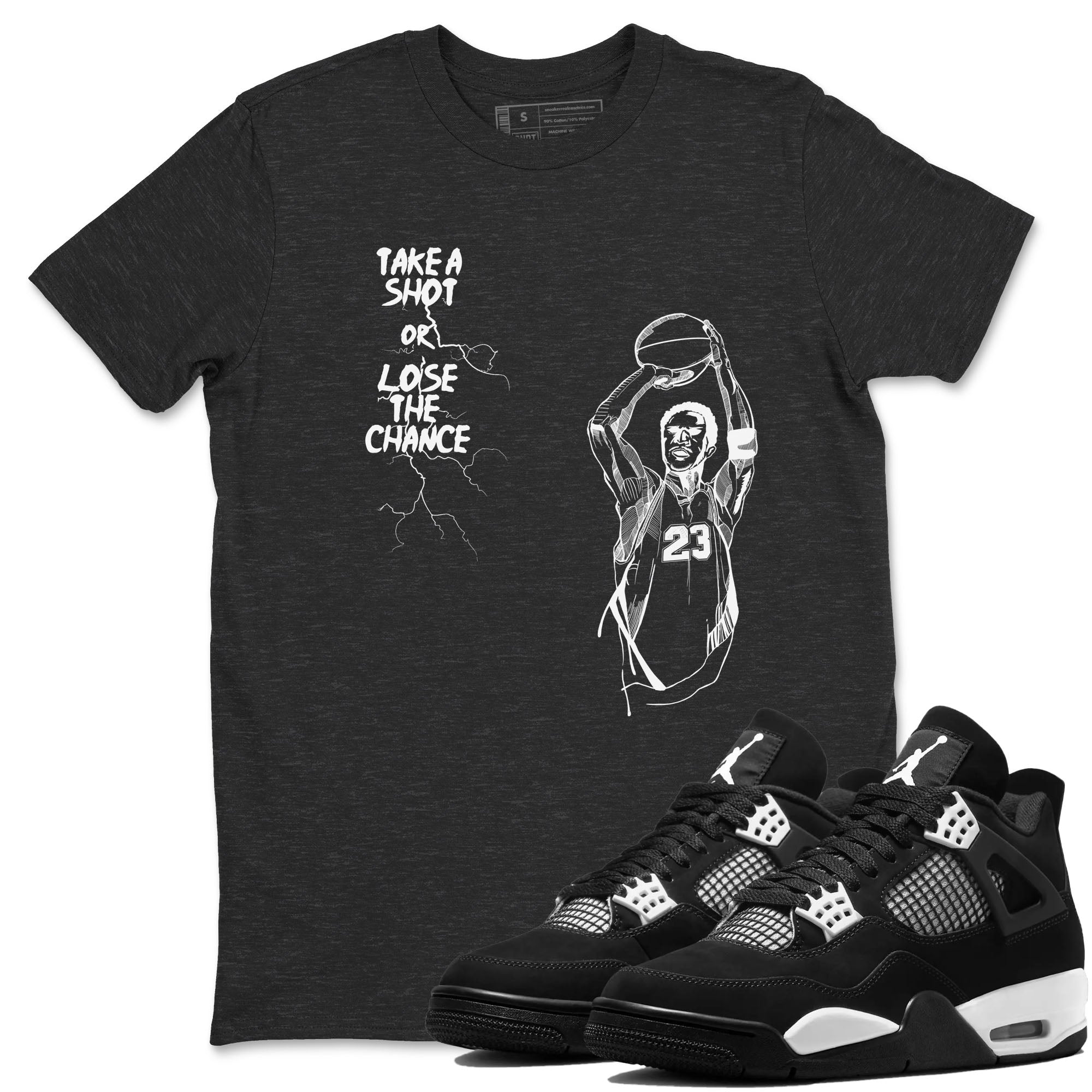 Take A Shot snkmatch Tees - Air Jordan 4 White Thunder