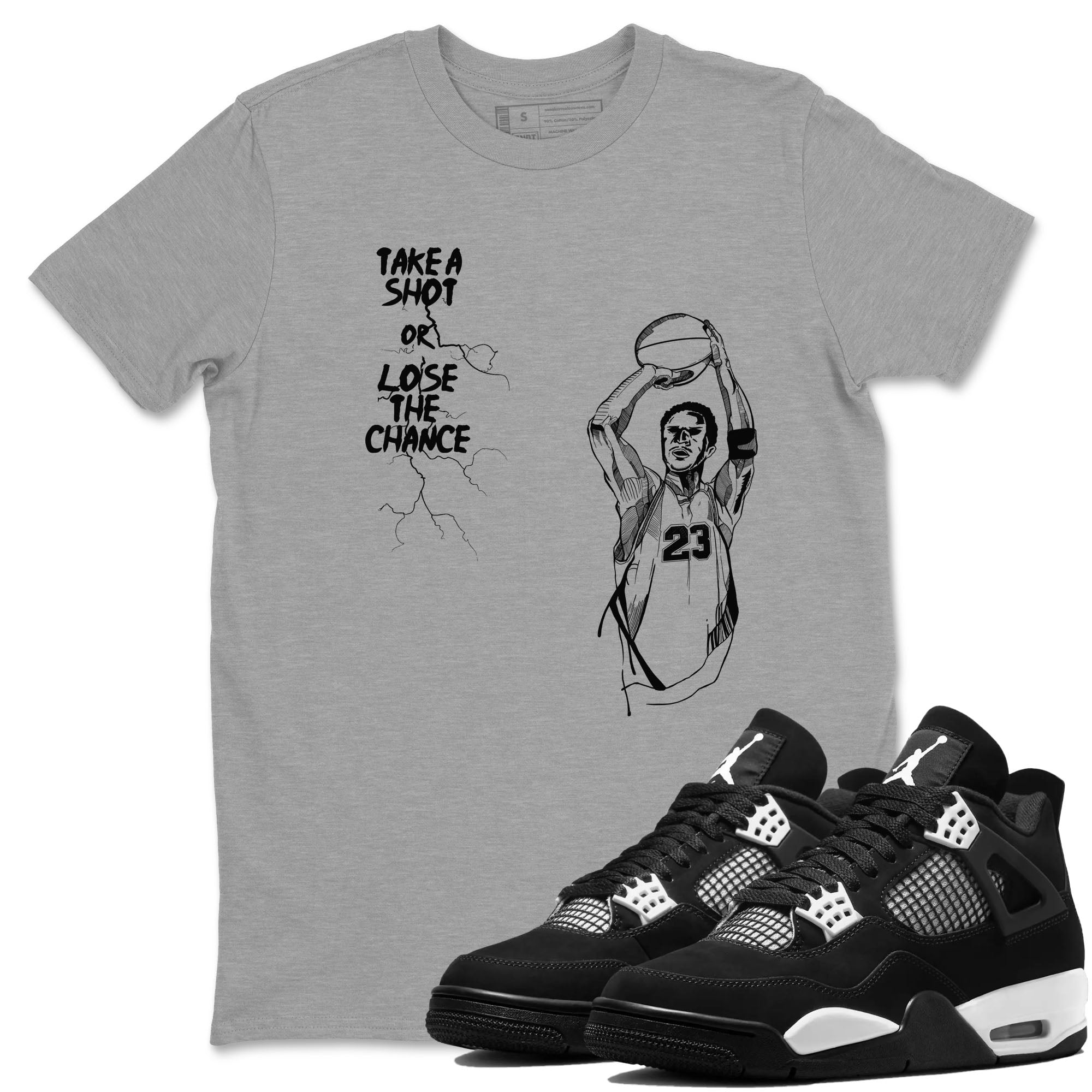 Take A Shot snkmatch Tees - Air Jordan 4 White Thunder