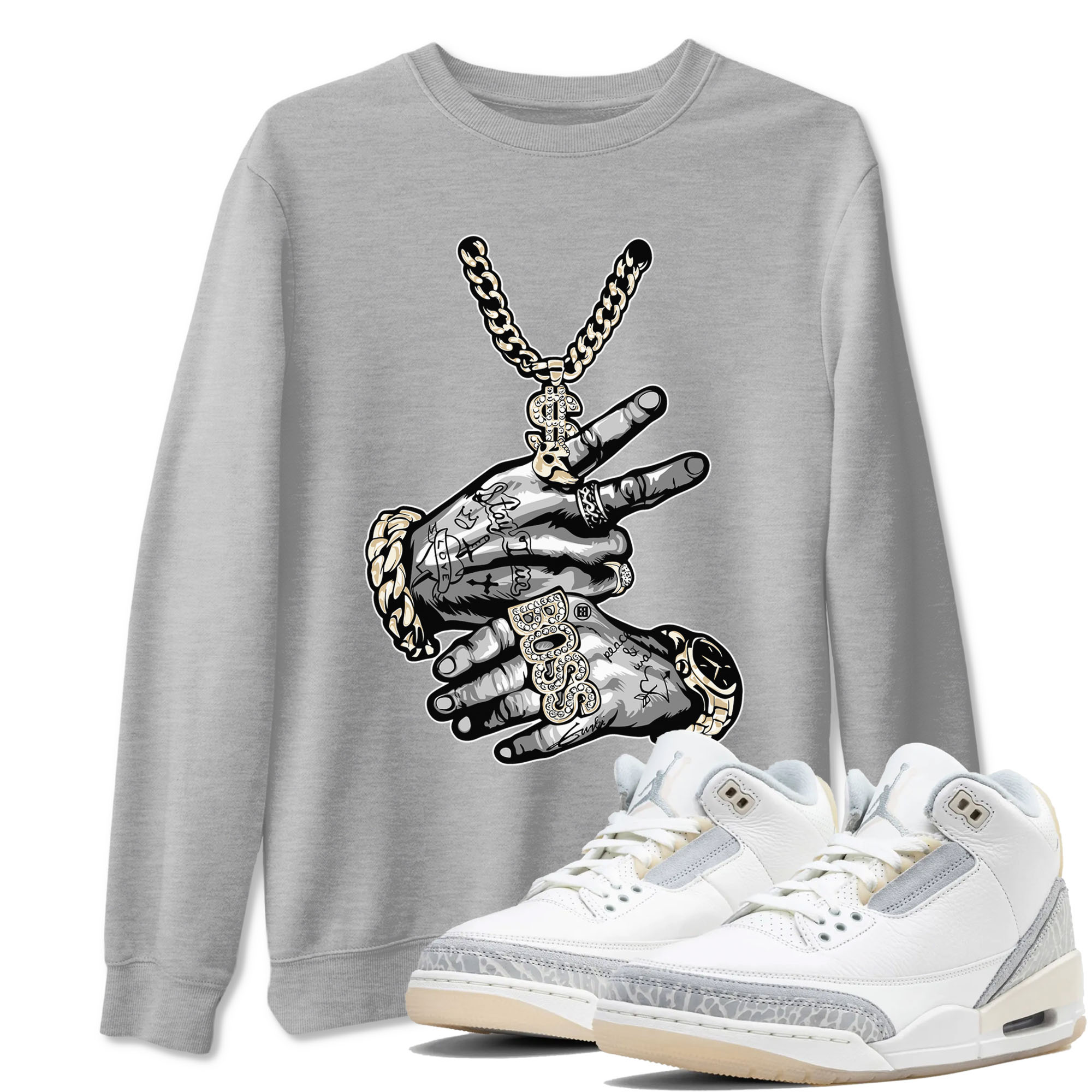 Tattoo Hands snkmatch Tees - Air Jordan 3 Ivory