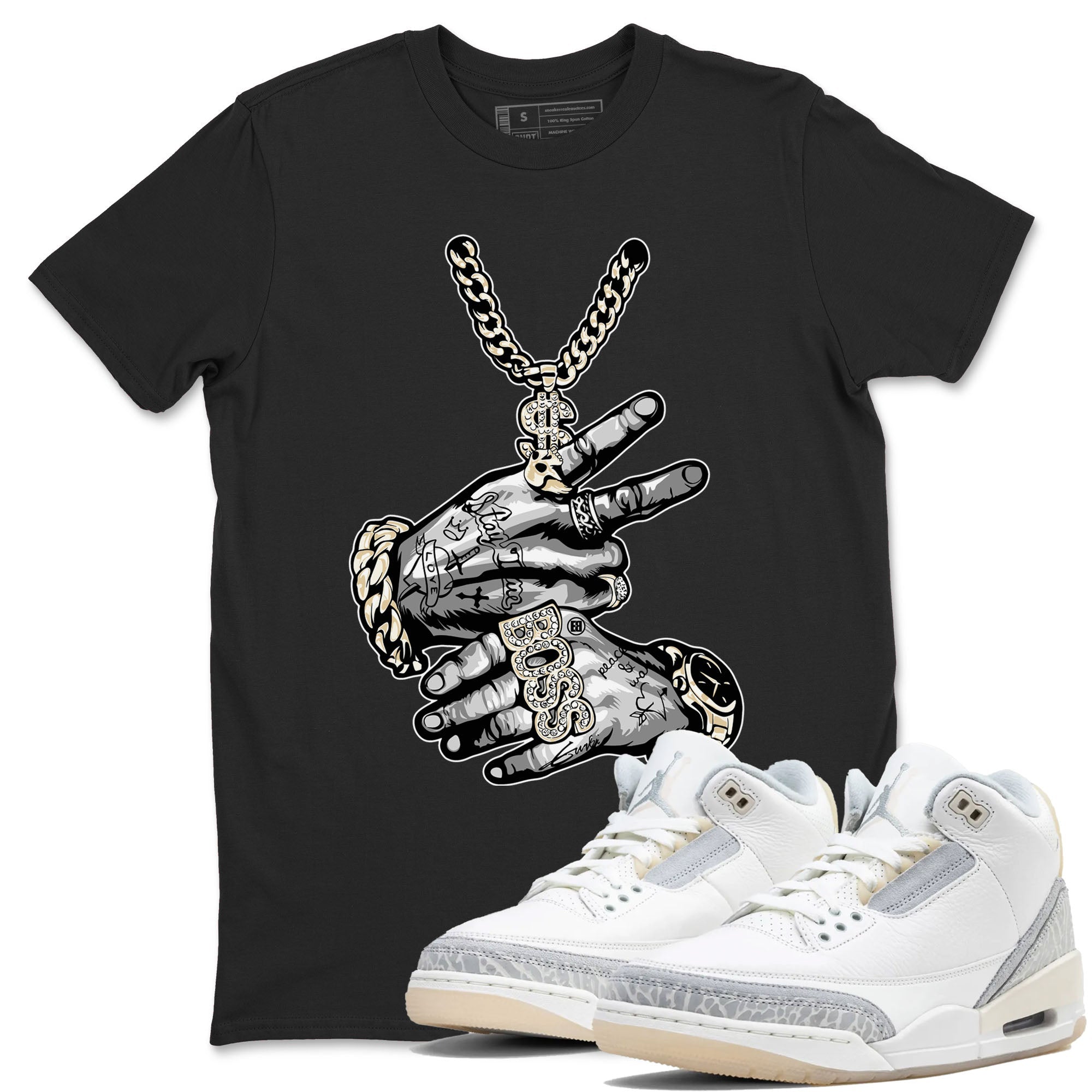 Tattoo Hands snkmatch Tees - Air Jordan 3 Ivory