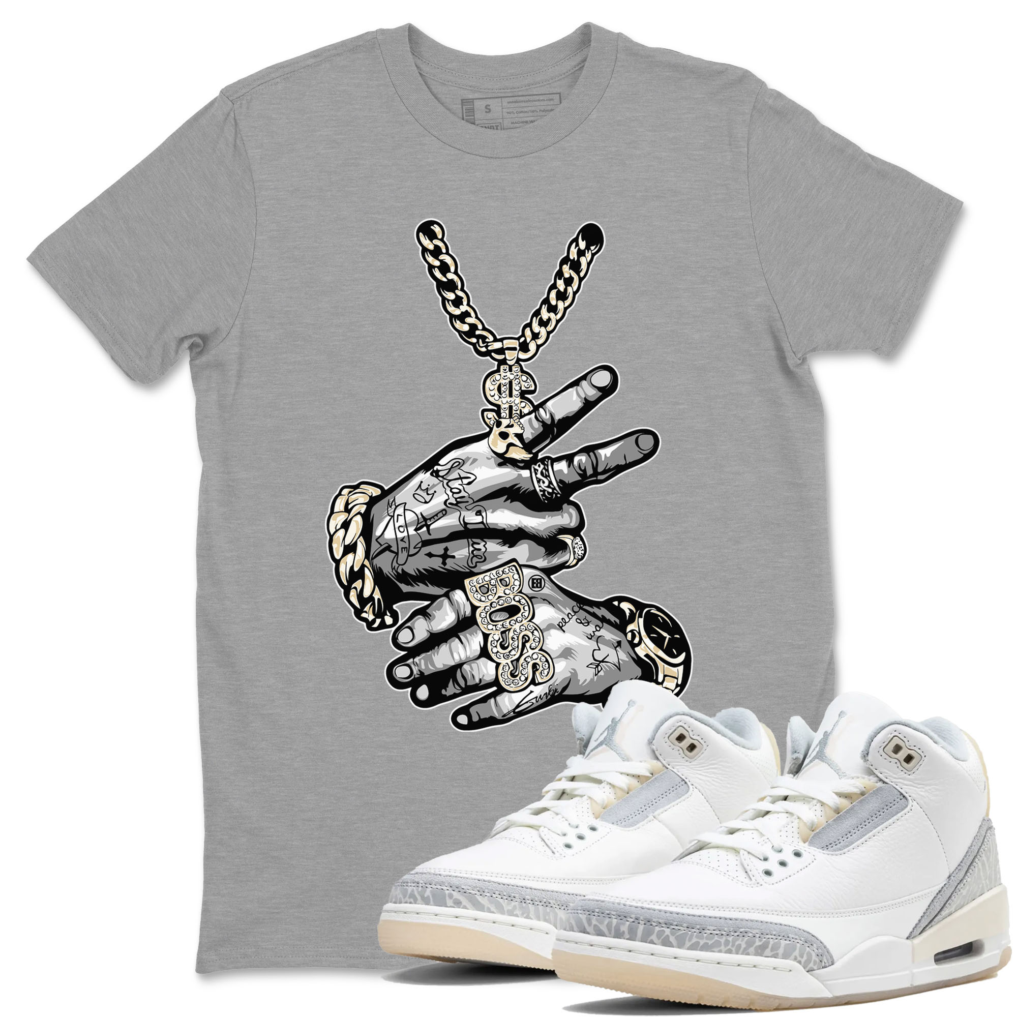 Tattoo Hands snkmatch Tees - Air Jordan 3 Ivory
