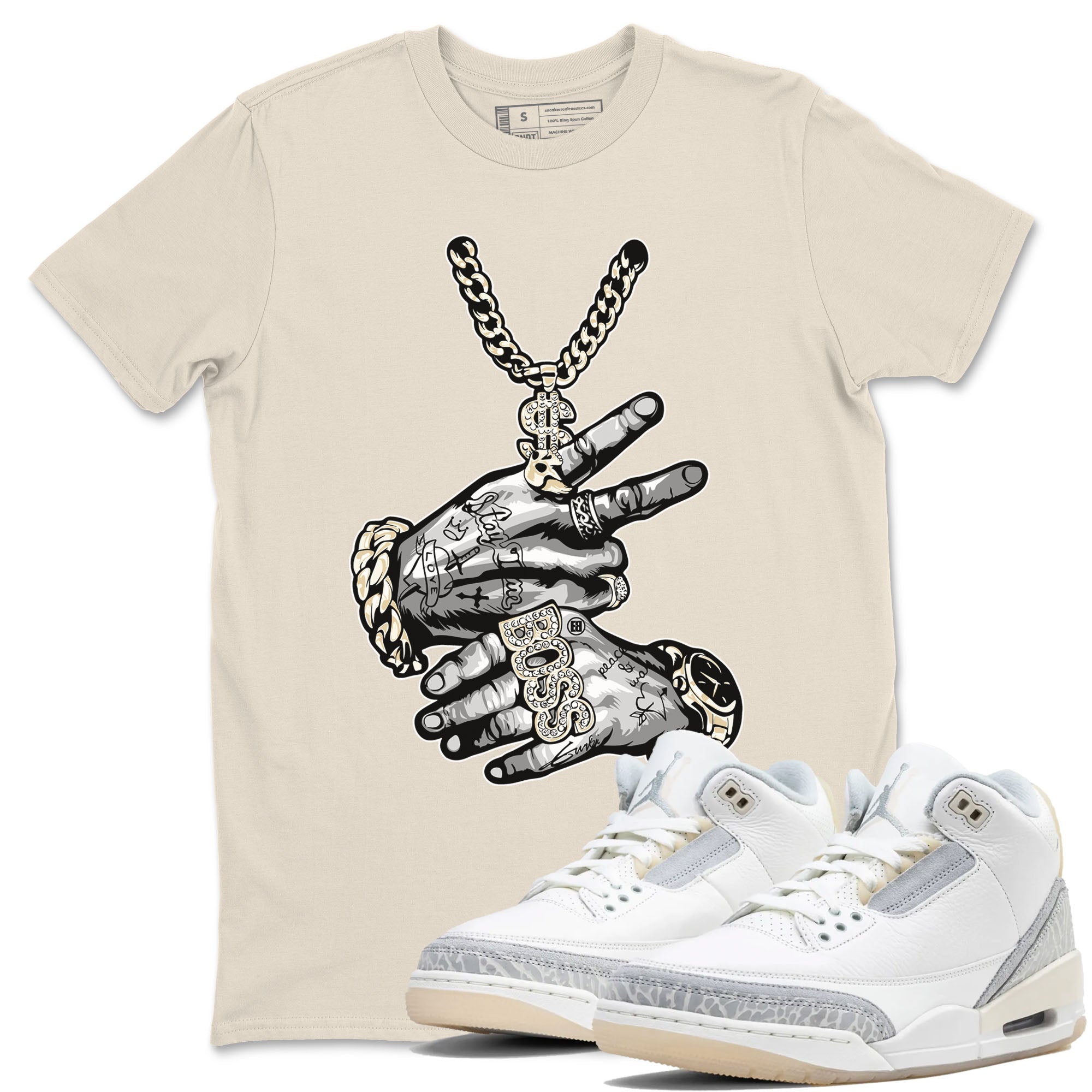 Tattoo Hands snkmatch Tees - Air Jordan 3 Ivory