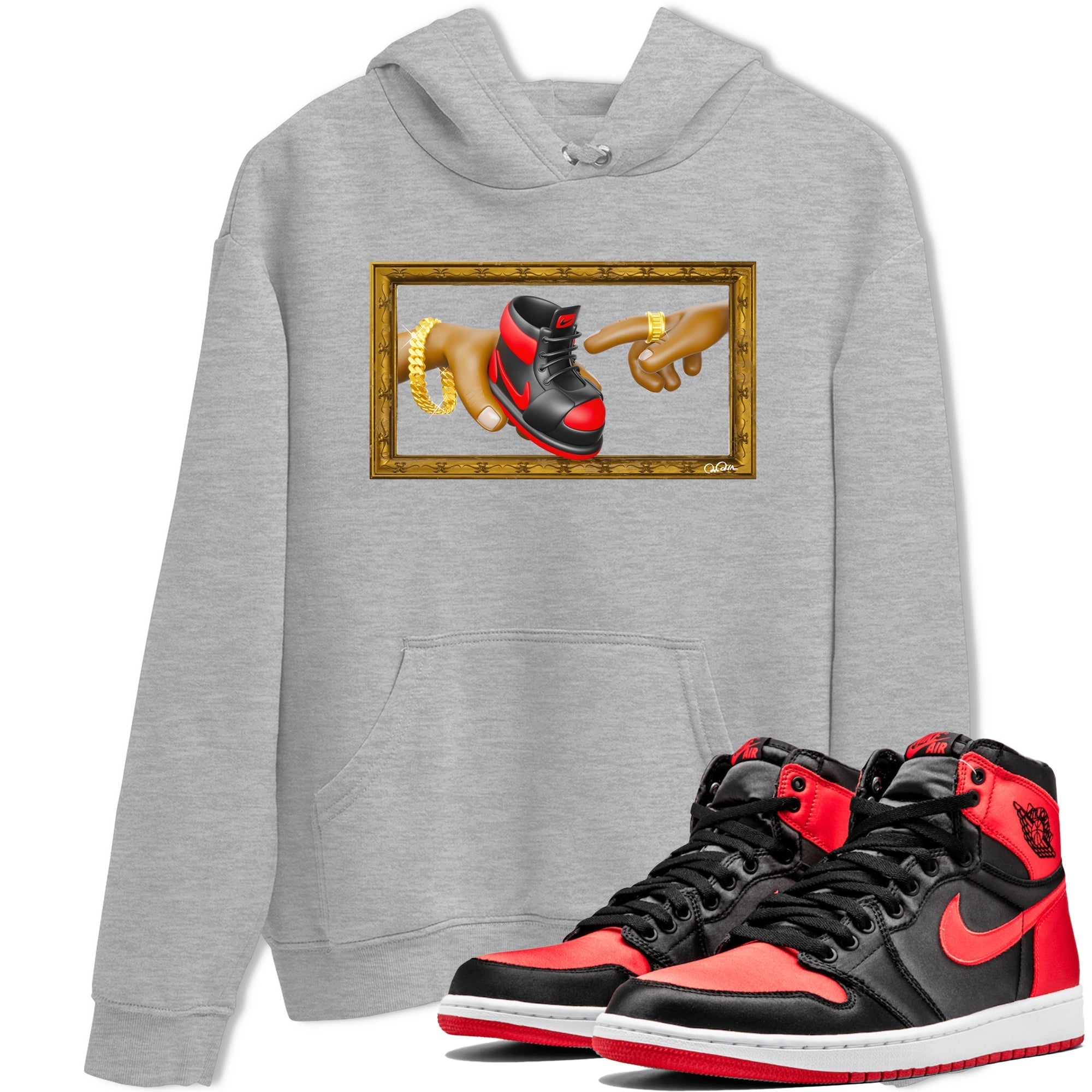 The Creation of Adam snkmatch Tee - Air Jordan 1 Satin Bred