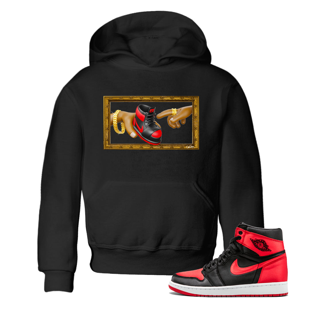 The Creation of Adam snkmatch Tee Kids - Air Jordan 1 Satin Bred
