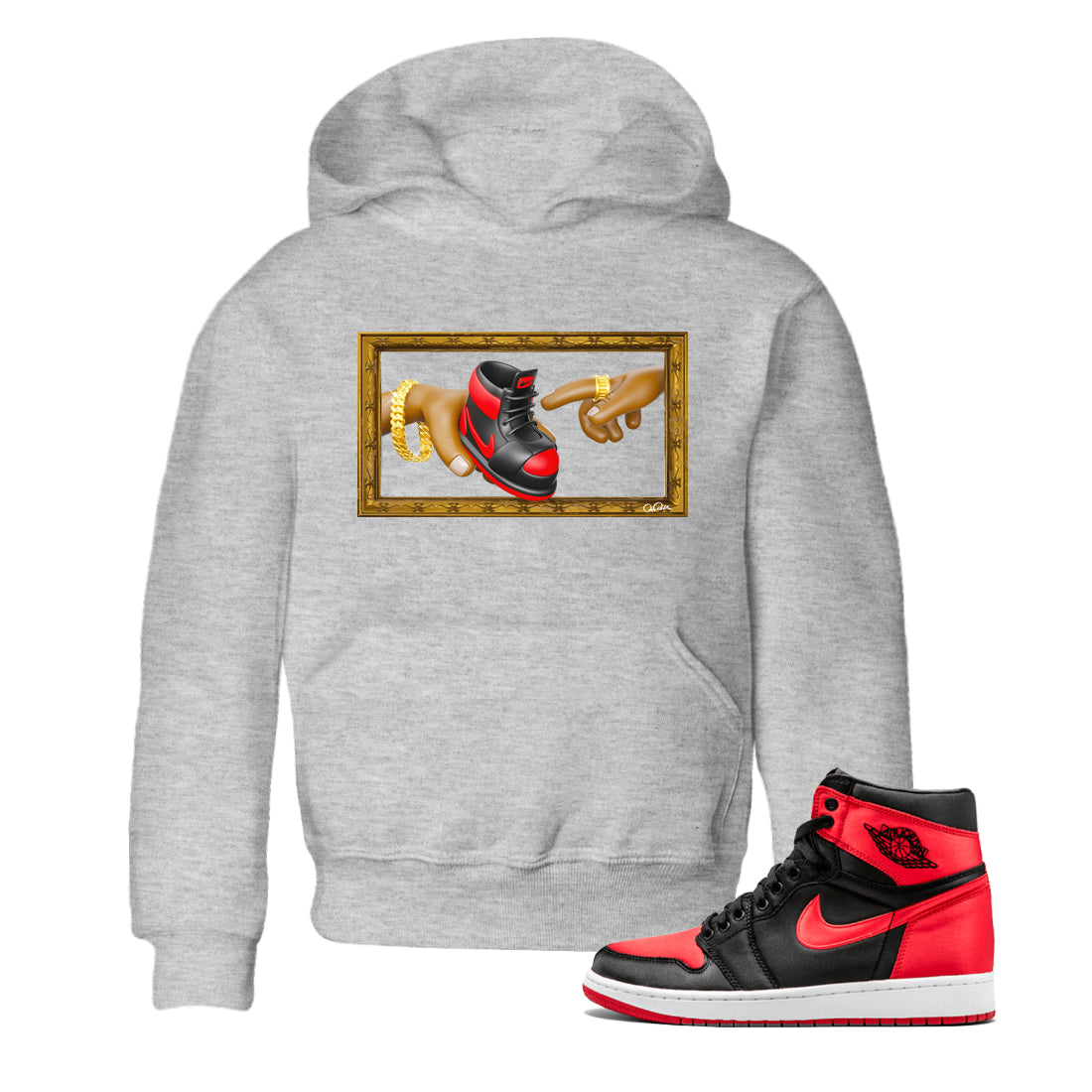 The Creation of Adam snkmatch Tee Kids - Air Jordan 1 Satin Bred