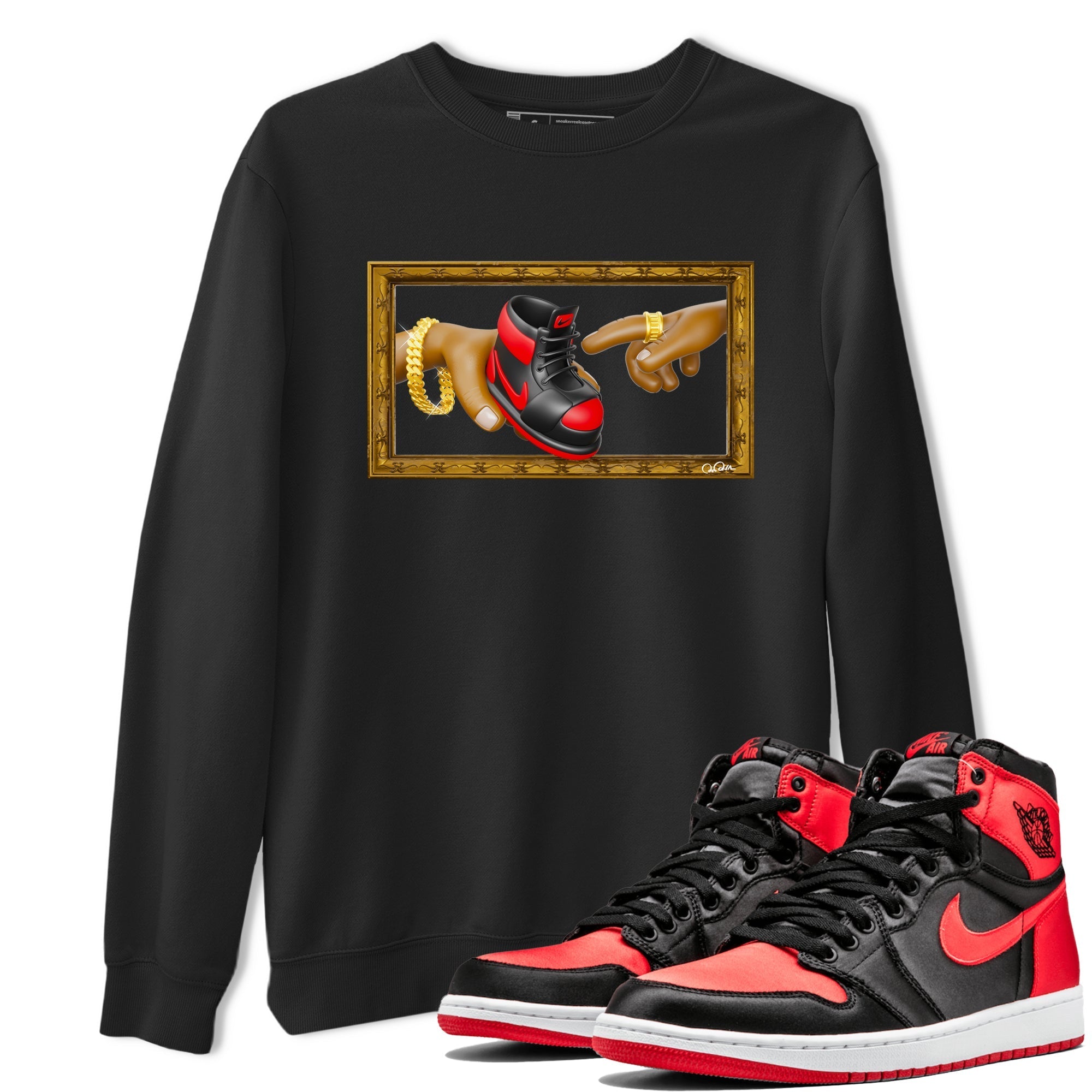 The Creation of Adam snkmatch Tee - Air Jordan 1 Satin Bred