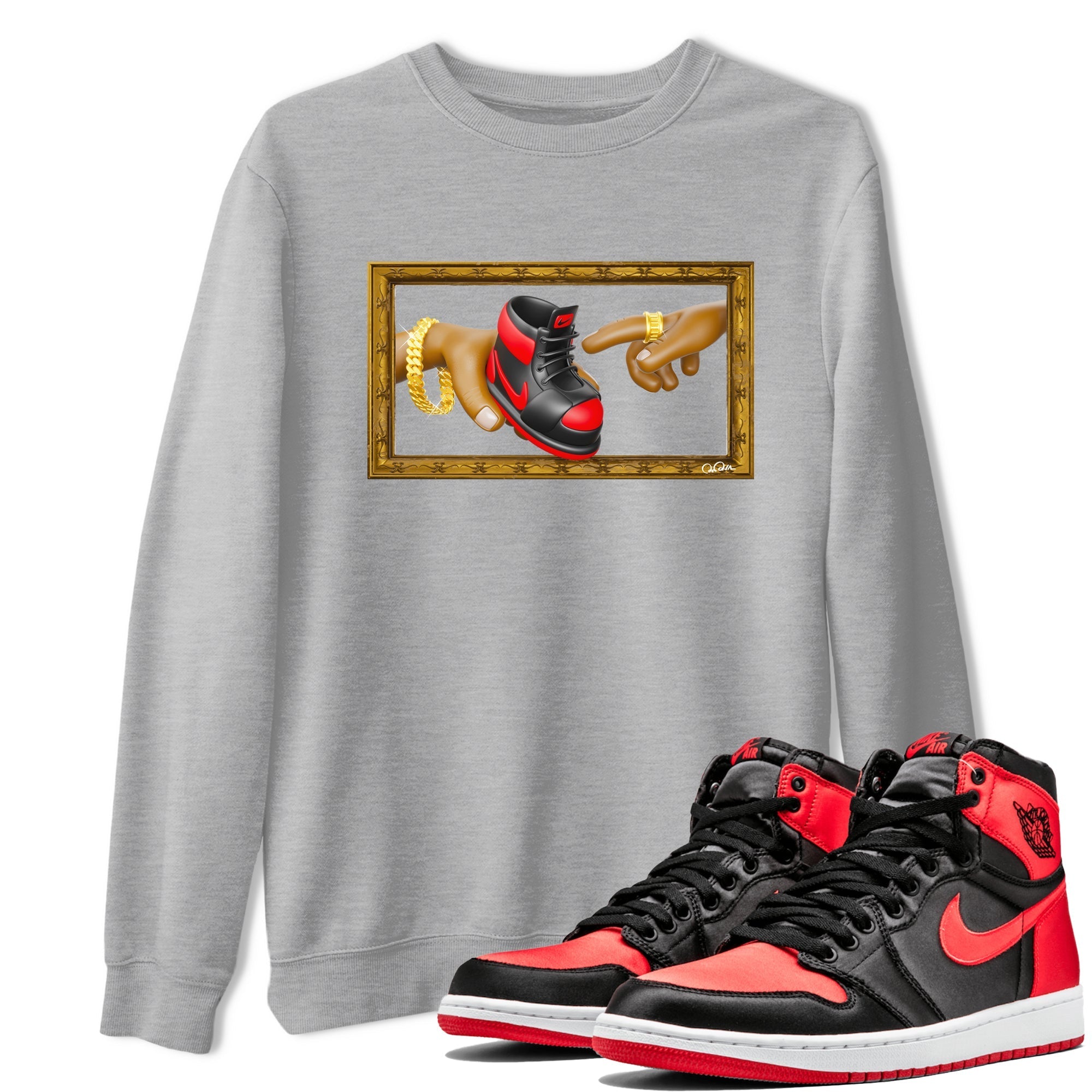The Creation of Adam snkmatch Tee - Air Jordan 1 Satin Bred