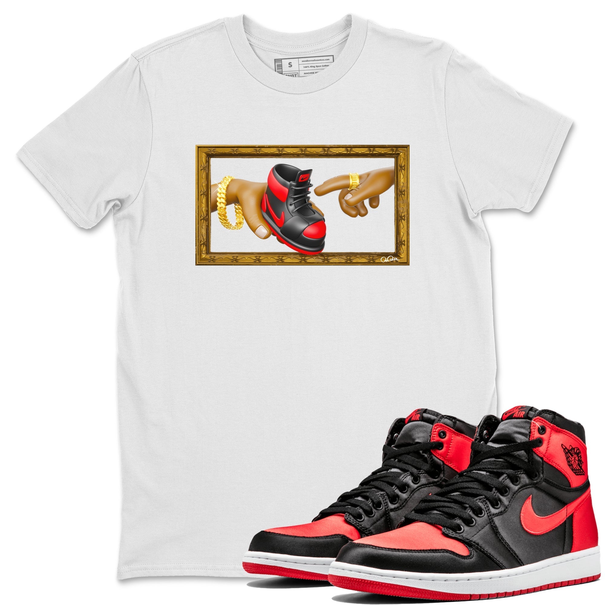 The Creation of Adam snkmatch Tee - Air Jordan 1 Satin Bred